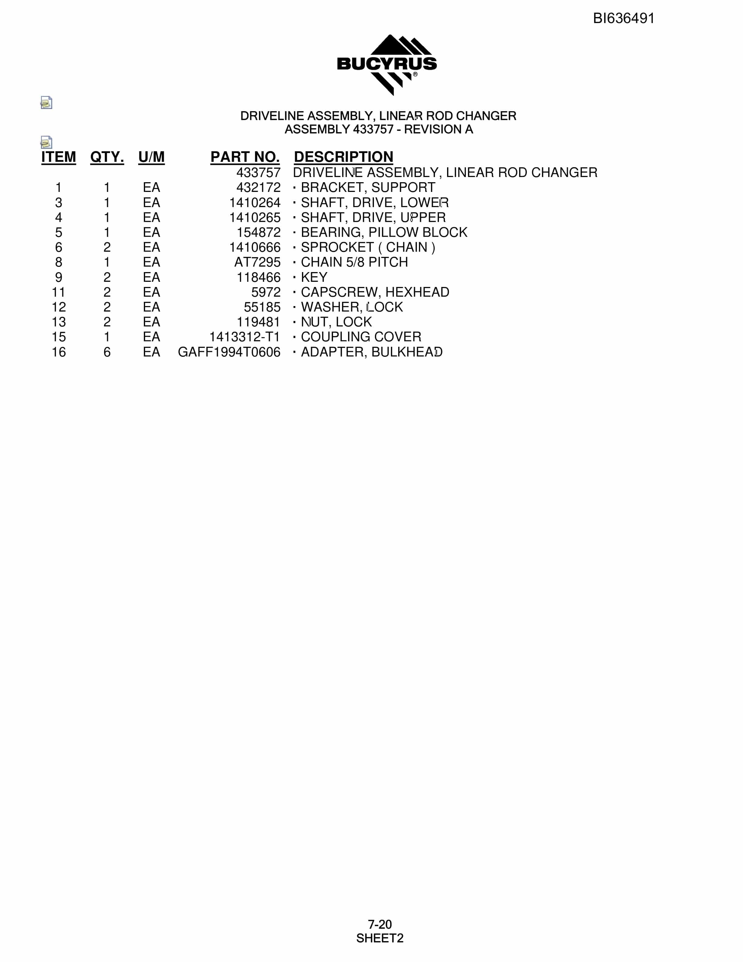 Bucyrus R30C Hydraulic Track Drill Parts Manual BI636491-3