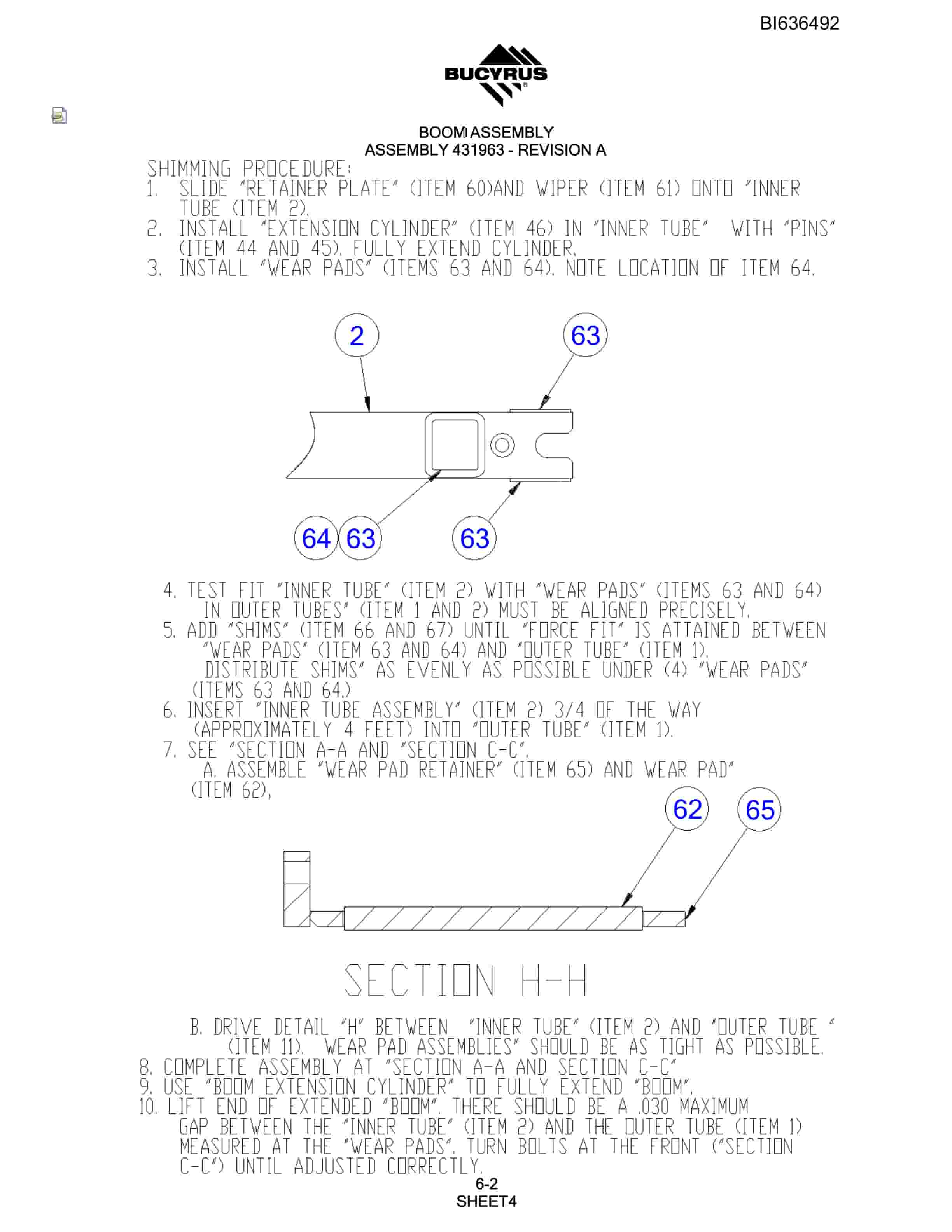 Bucyrus R30C Hydraulic Track Drill Parts Manual BI636492-2