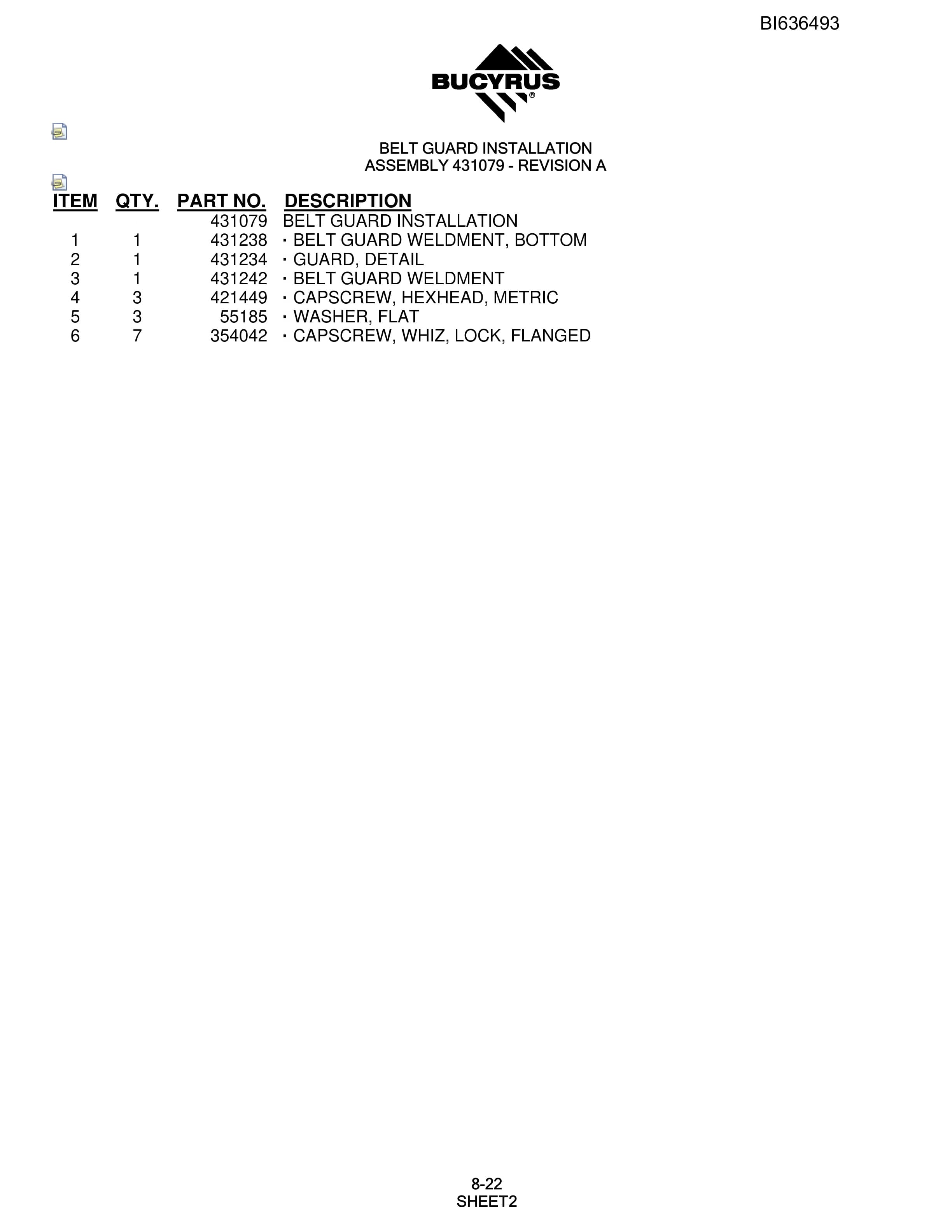 Bucyrus R30C Hydraulic Track Drill Parts Manual BI636493-5