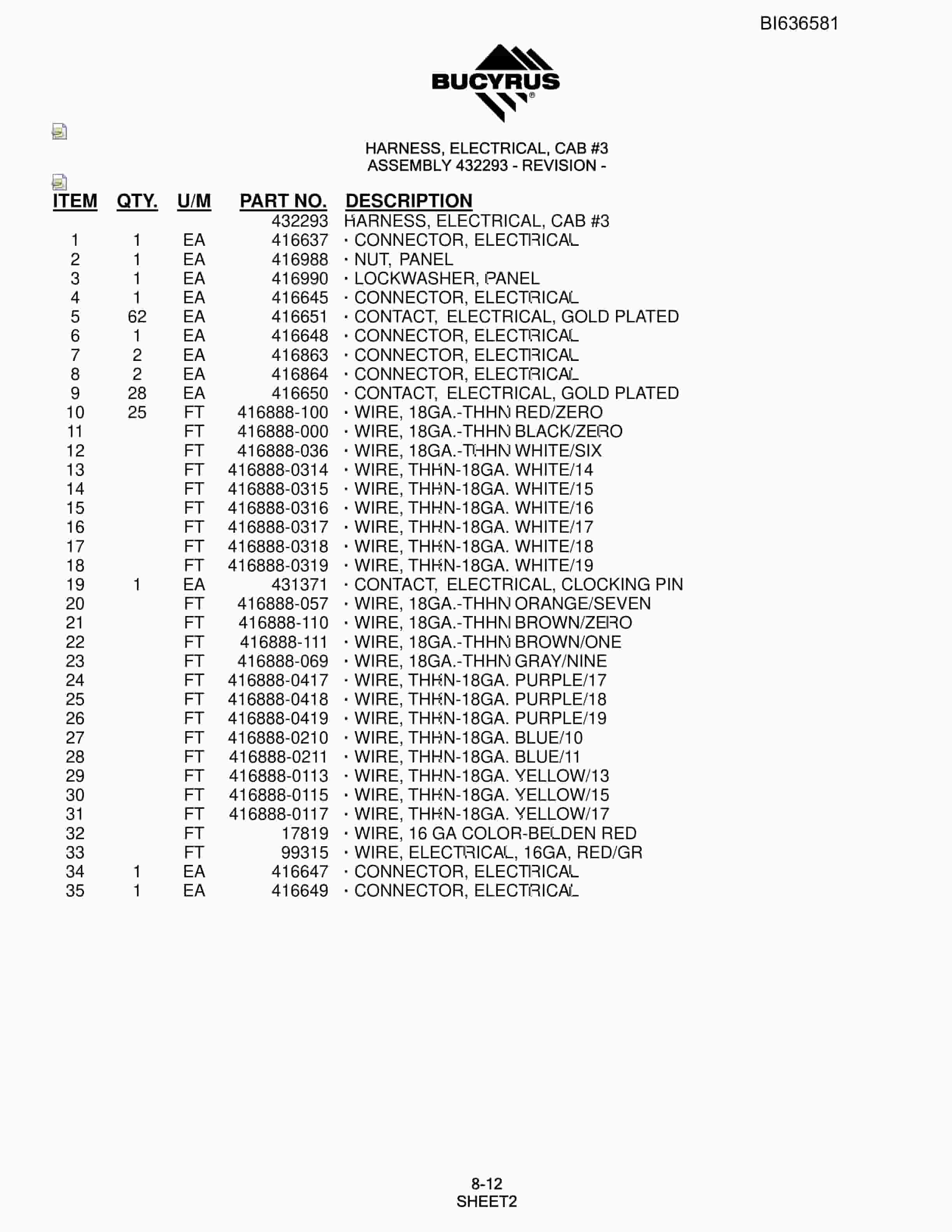 Bucyrus R30C Hydraulic Track Drill Parts Manual BI636581-4
