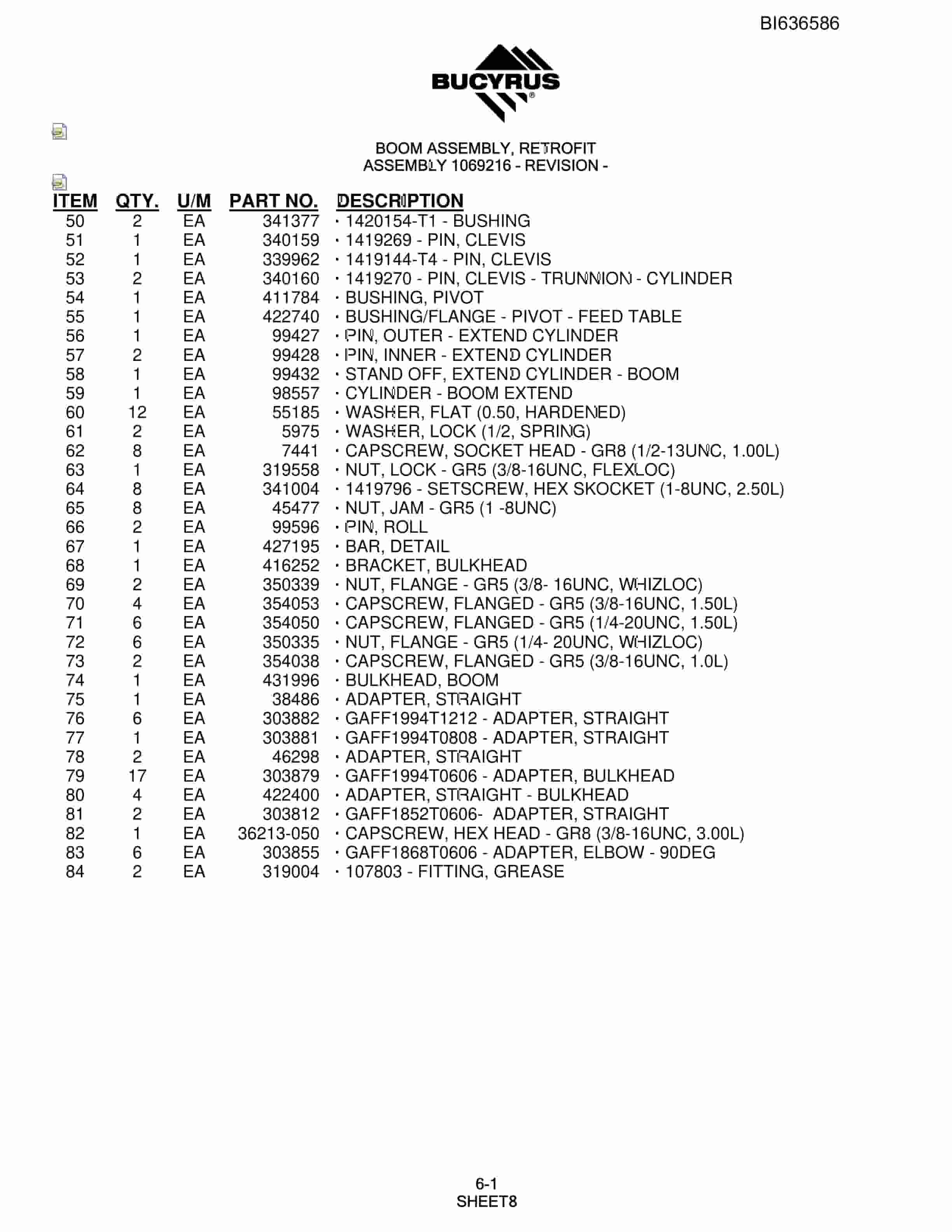 Bucyrus R30C Hydraulic Track Drill Parts Manual BI636586-2