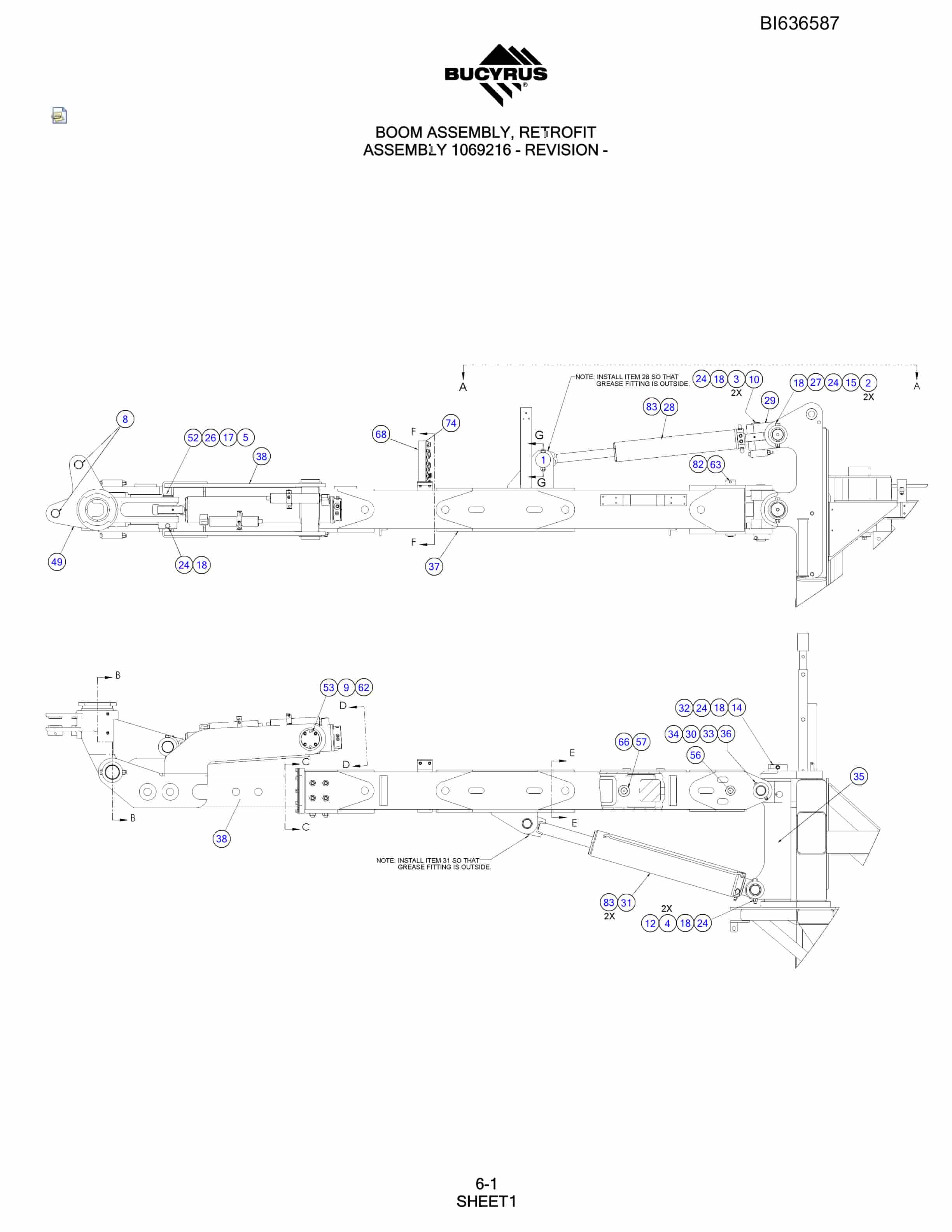 Bucyrus R30C Hydraulic Track Drill Parts Manual BI636587-2
