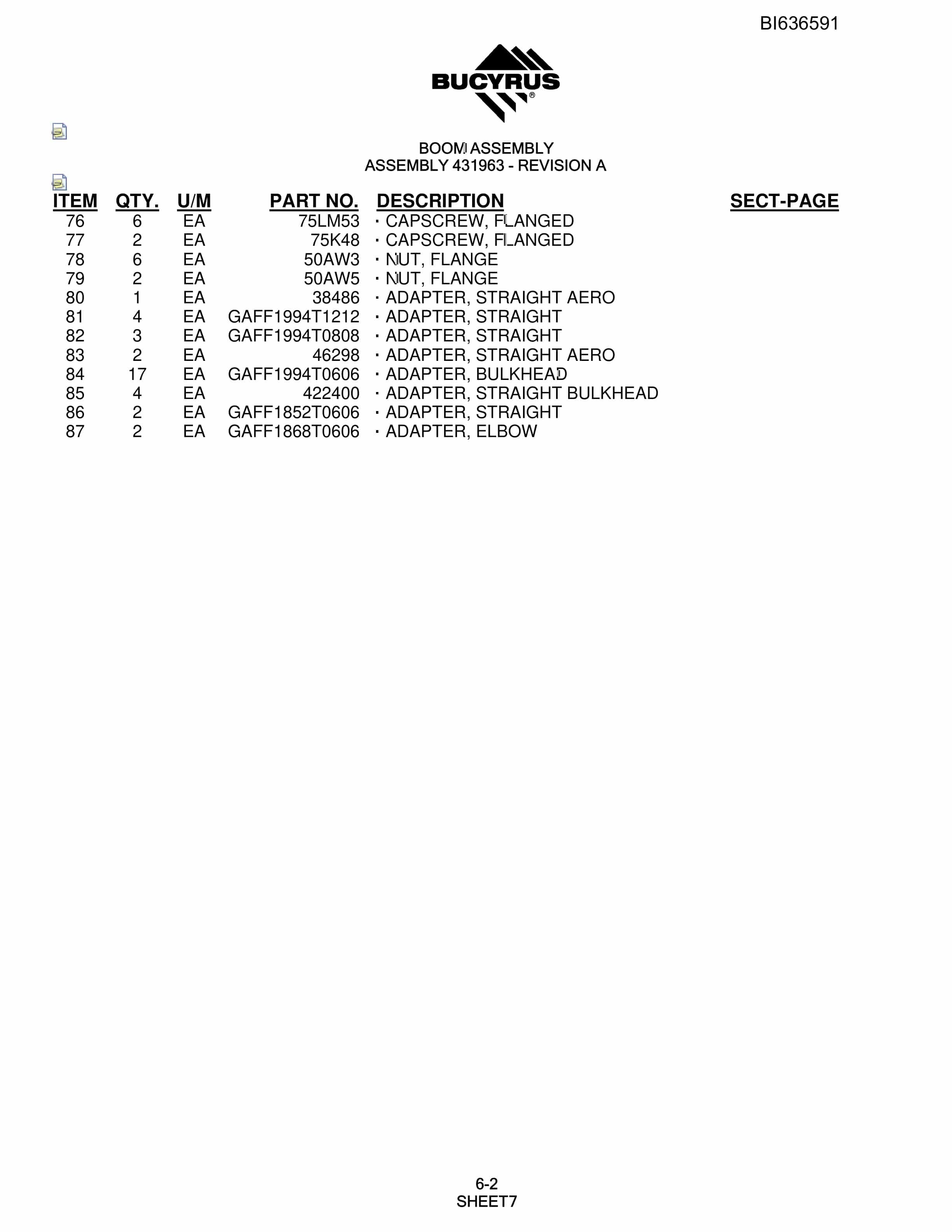 Bucyrus R30C Hydraulic Track Drill Parts Manual BI636591-2