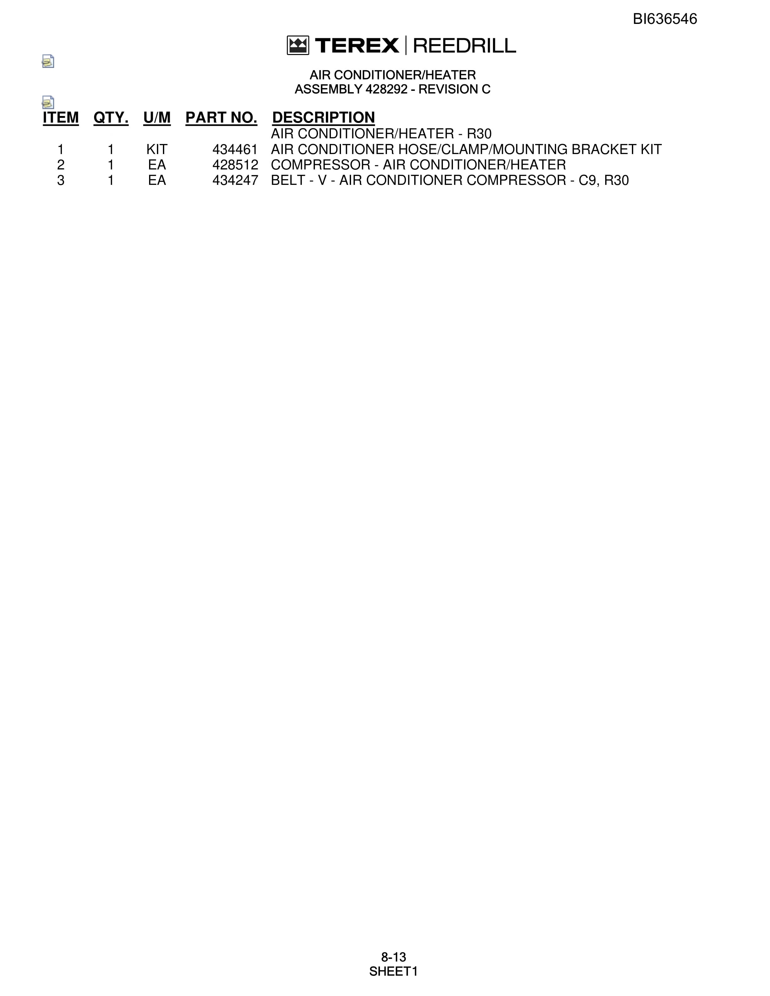 Bucyrus R30C Parts Catalog BI636546-5