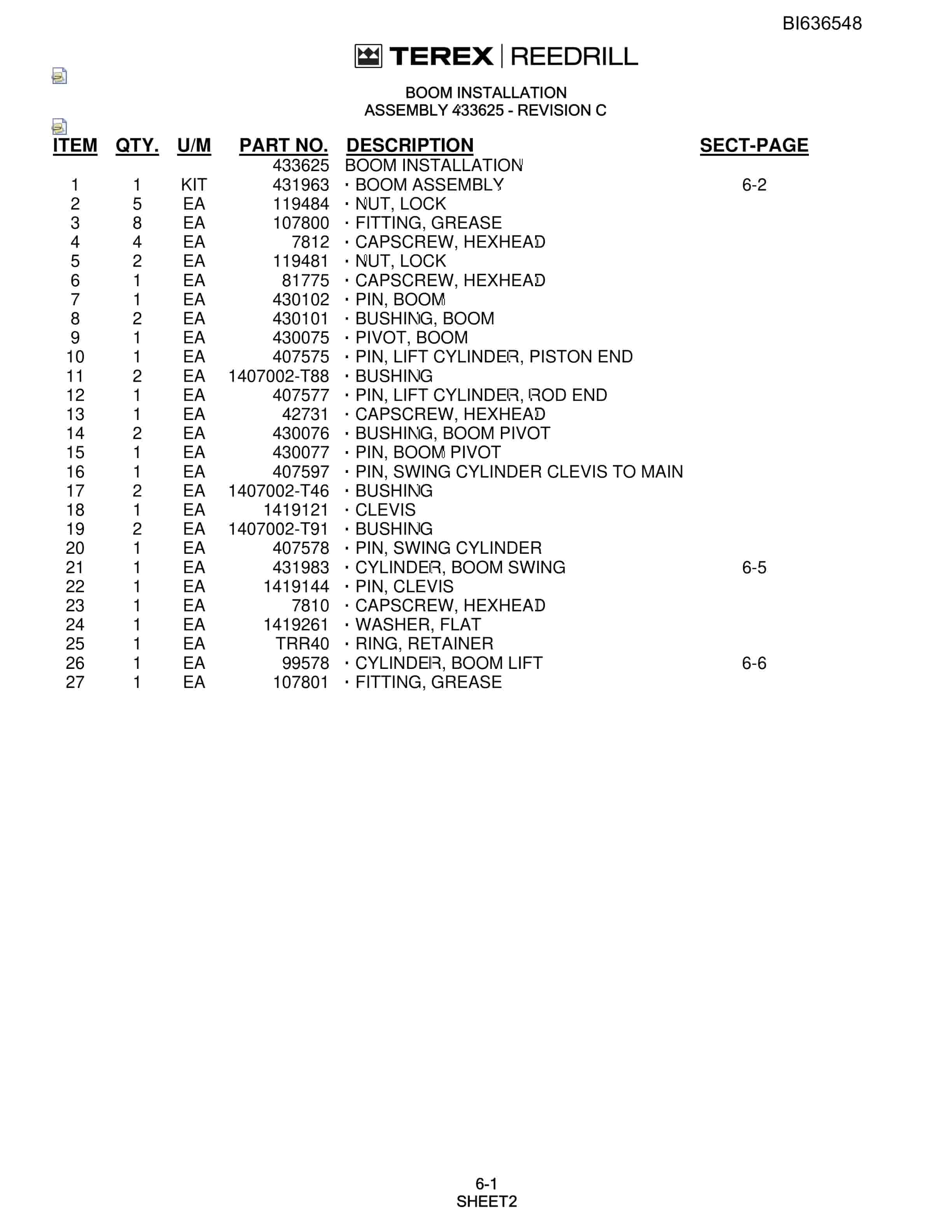 Bucyrus R30C Parts Catalog BI636548-2