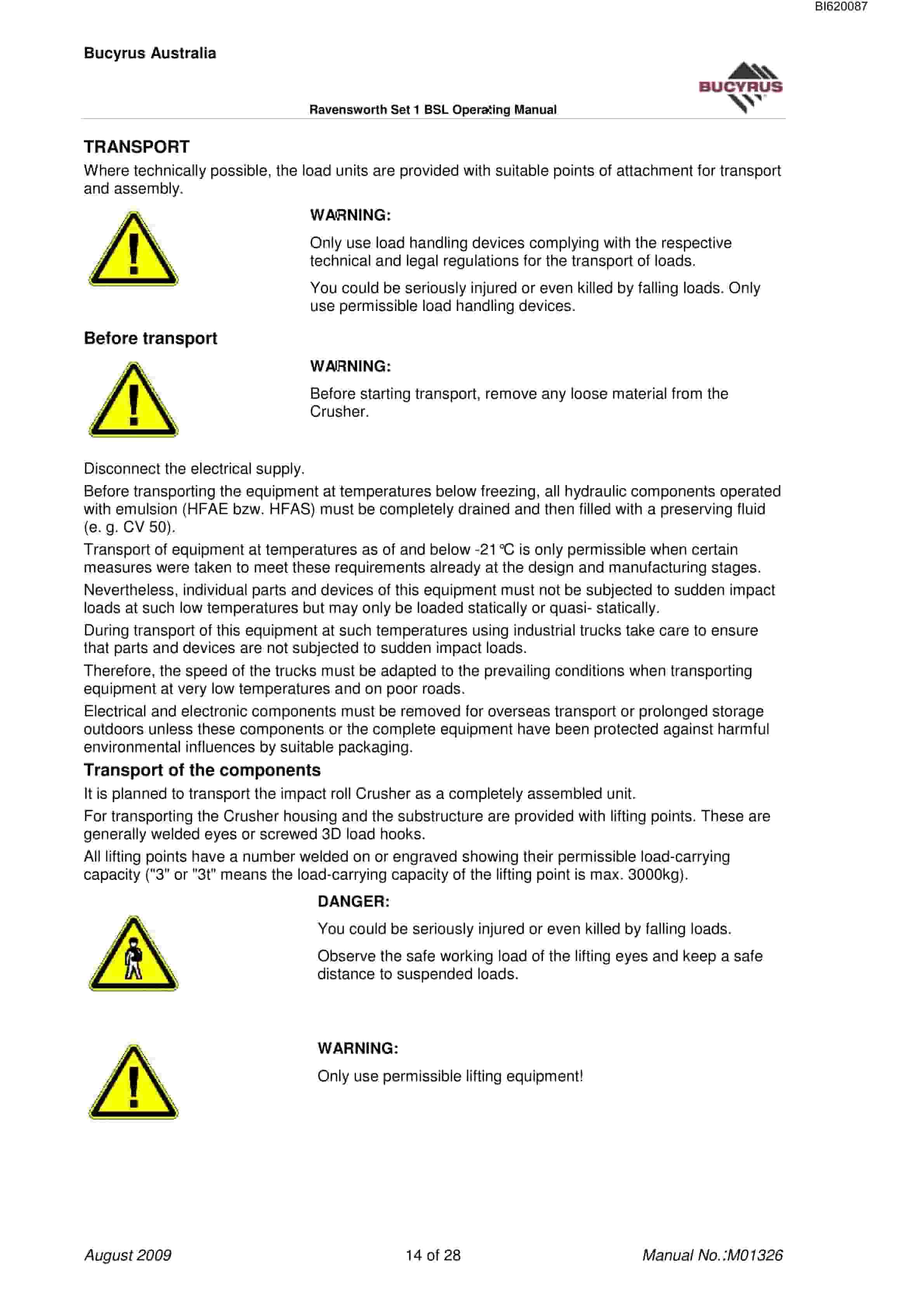 Bucyrus Ravensworth Set 1 BSL Technical Manual BI620087-2