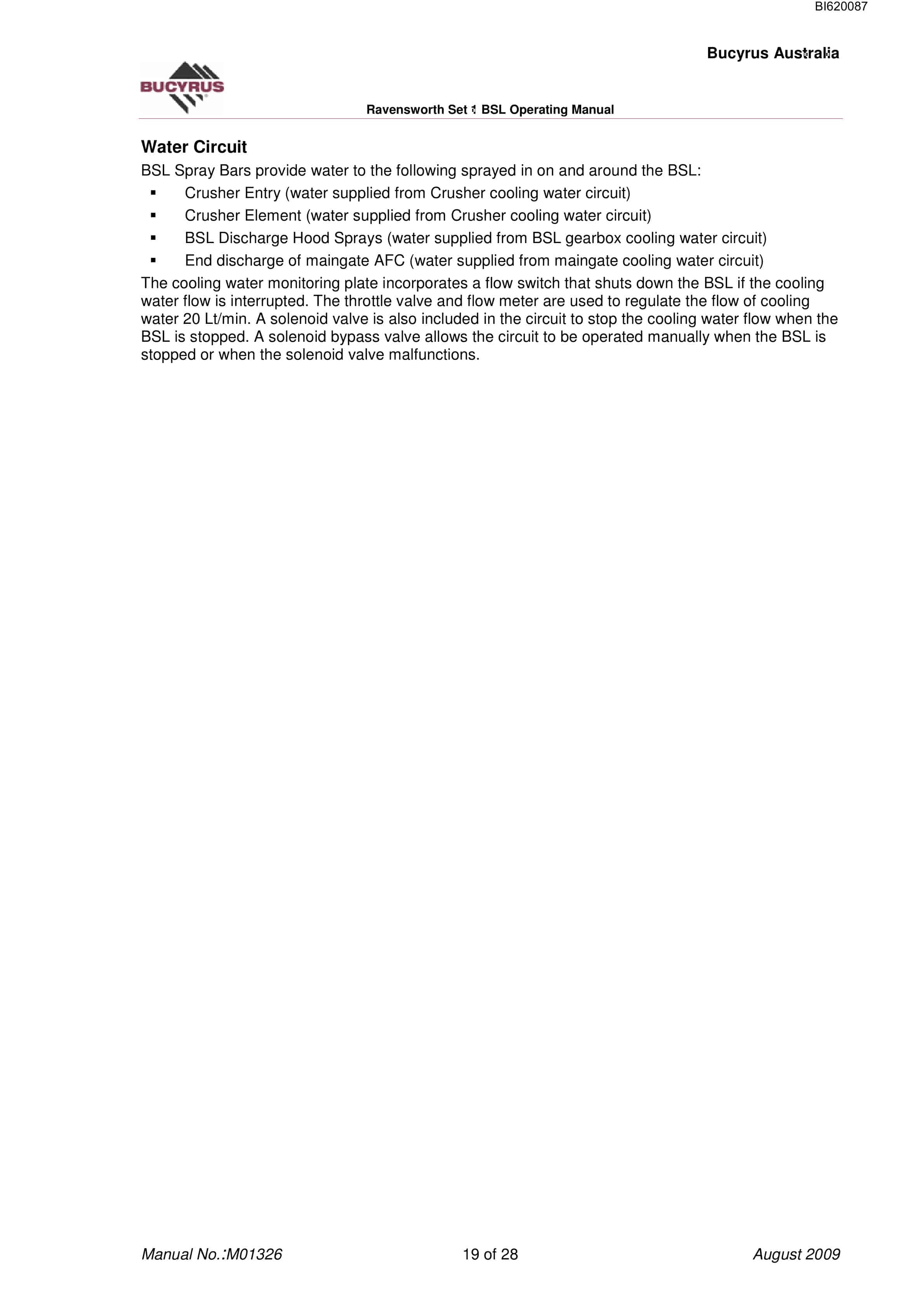 Bucyrus Ravensworth Set 1 BSL Technical Manual BI620087-3