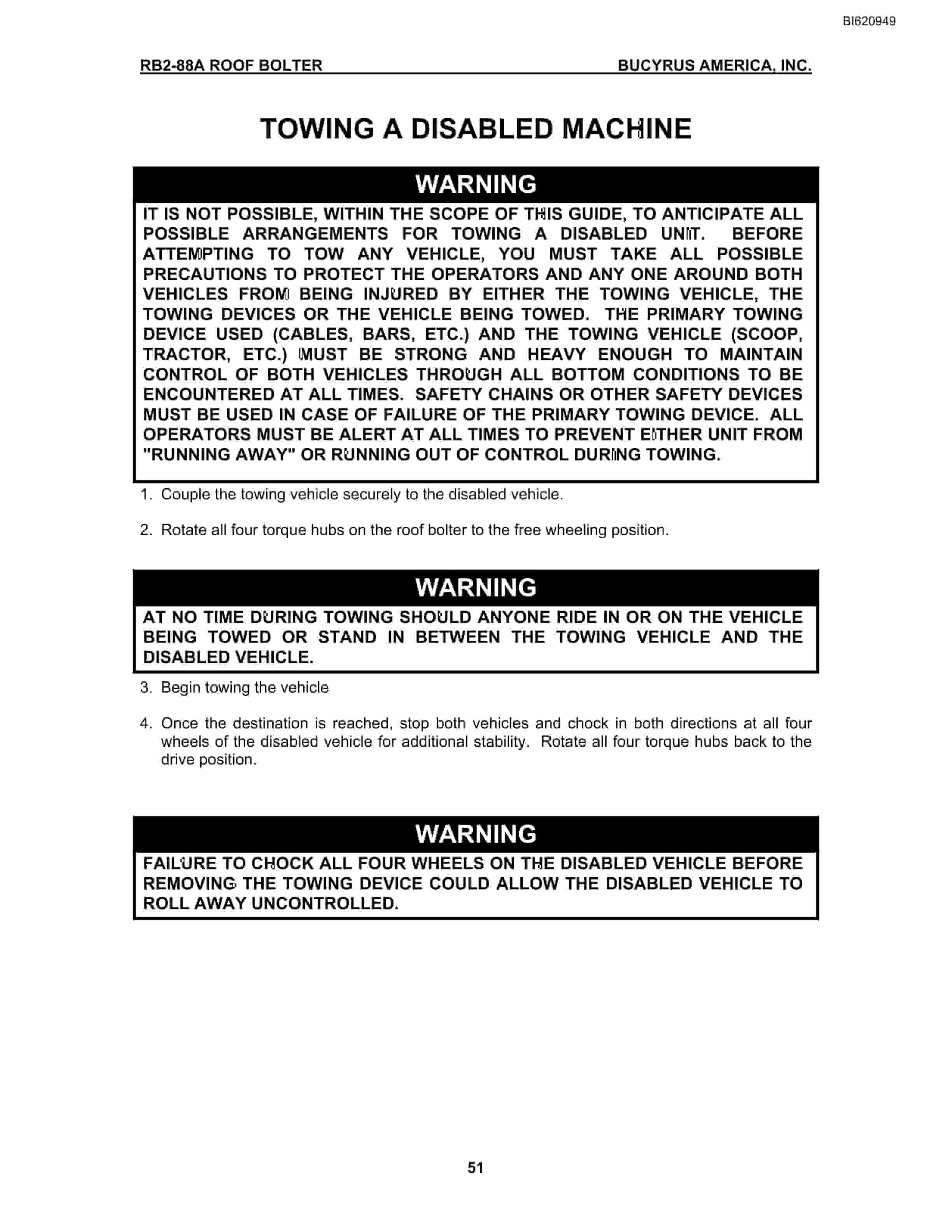 Bucyrus RB2-88A Roof Bolter Operation Manual BI620949-4
