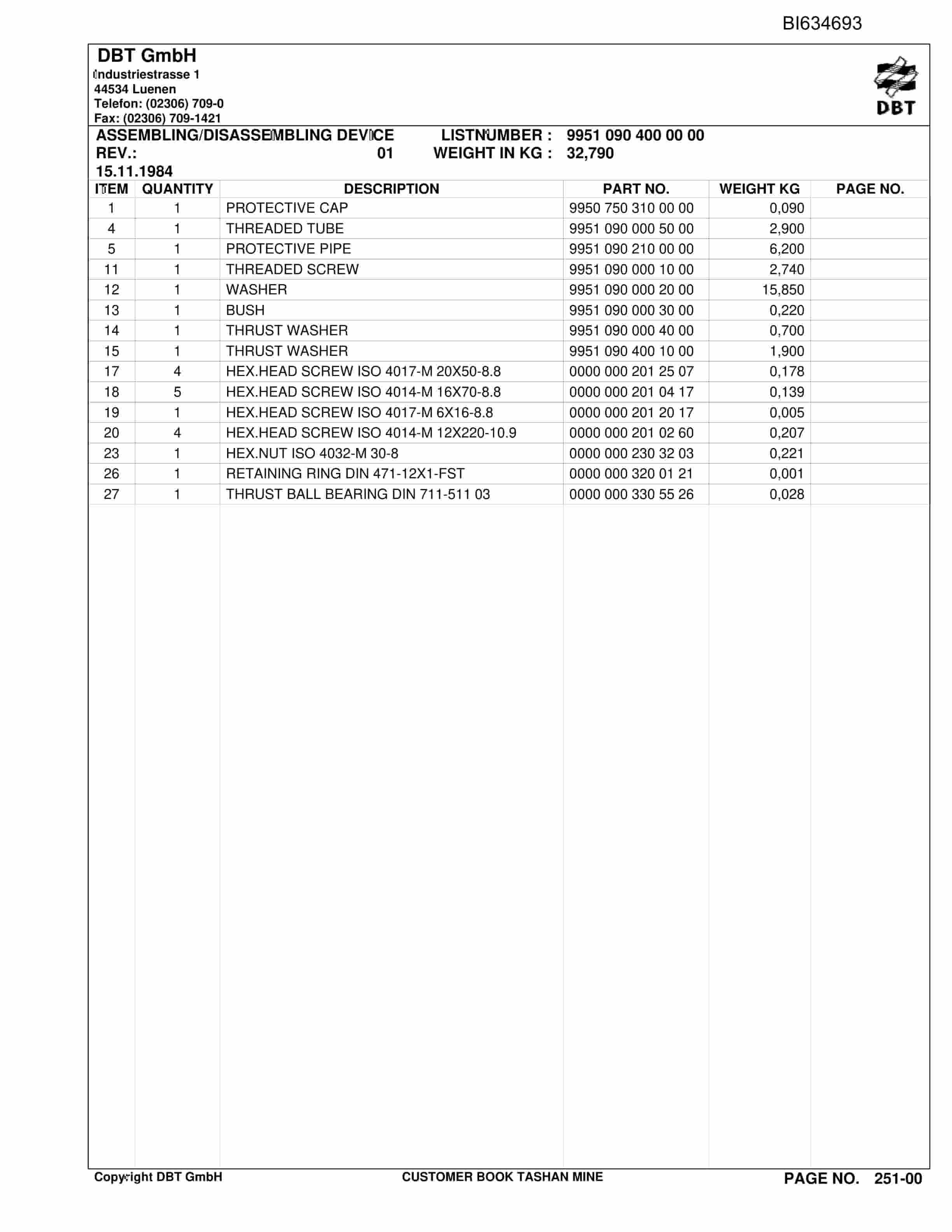 Bucyrus RC-AFC PF 6-1342 Parts Catalog BI634693-2