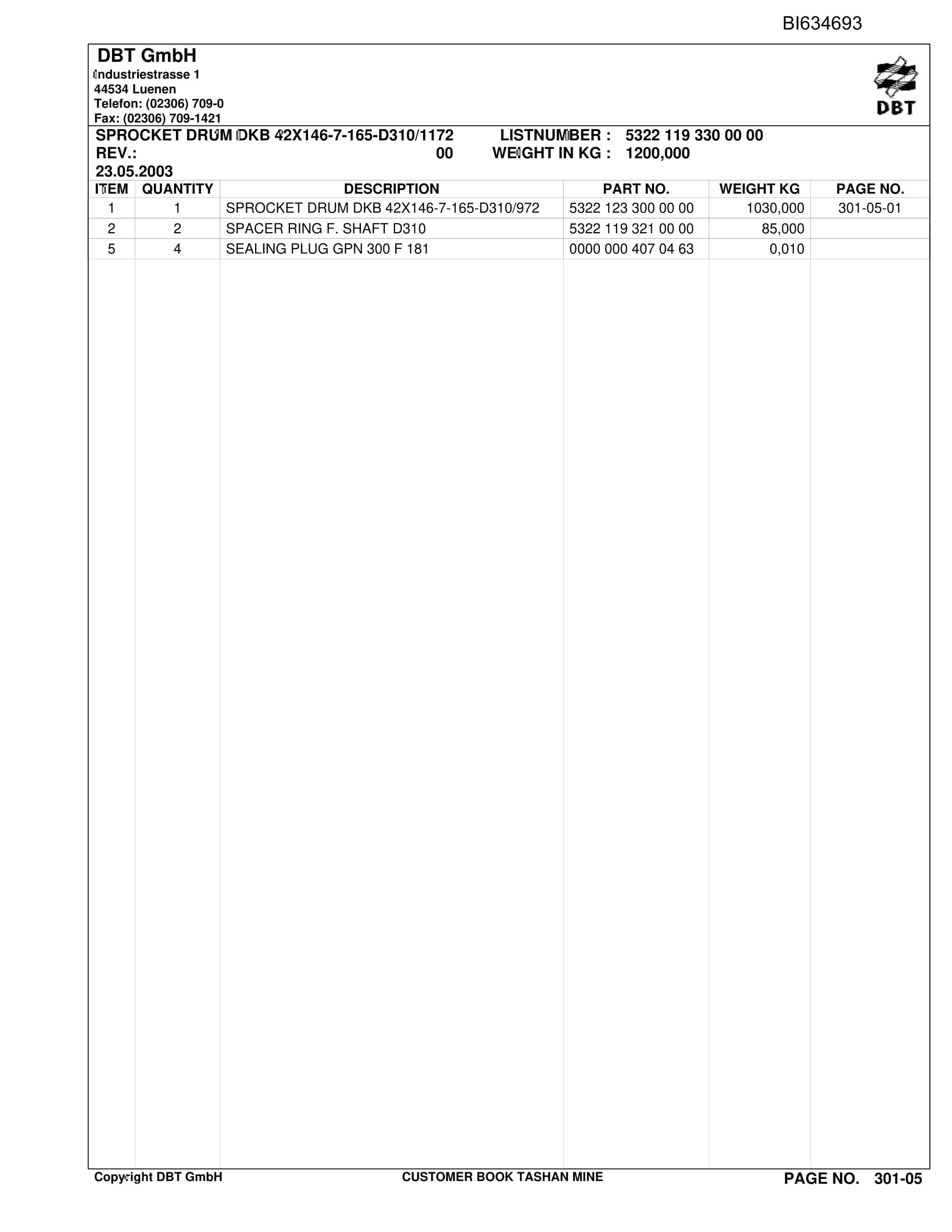 Bucyrus RC-AFC PF 6-1342 Parts Catalog BI634693-4