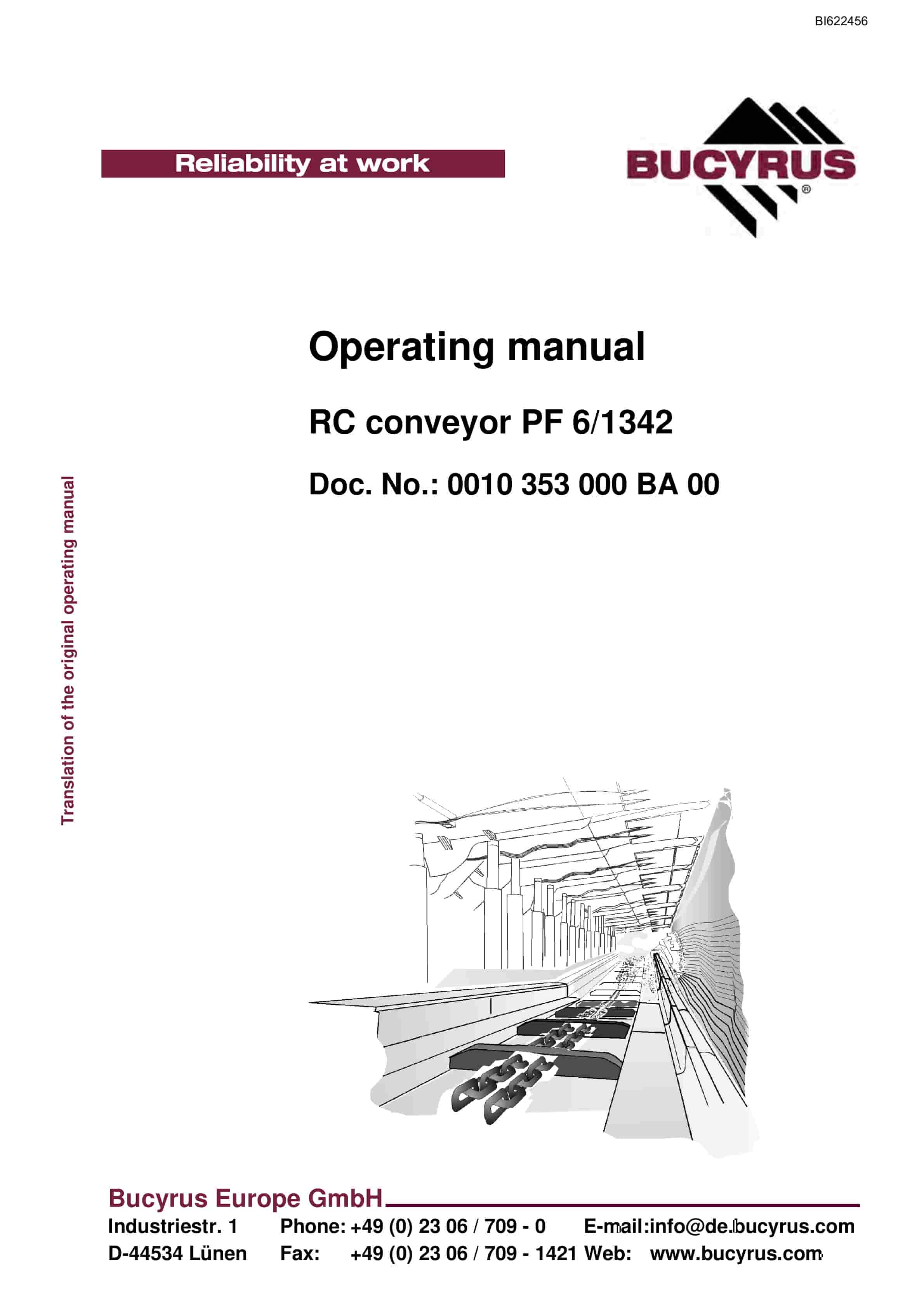 Bucyrus RC Conveyor PF 6-1342 Operating Manual BI622456