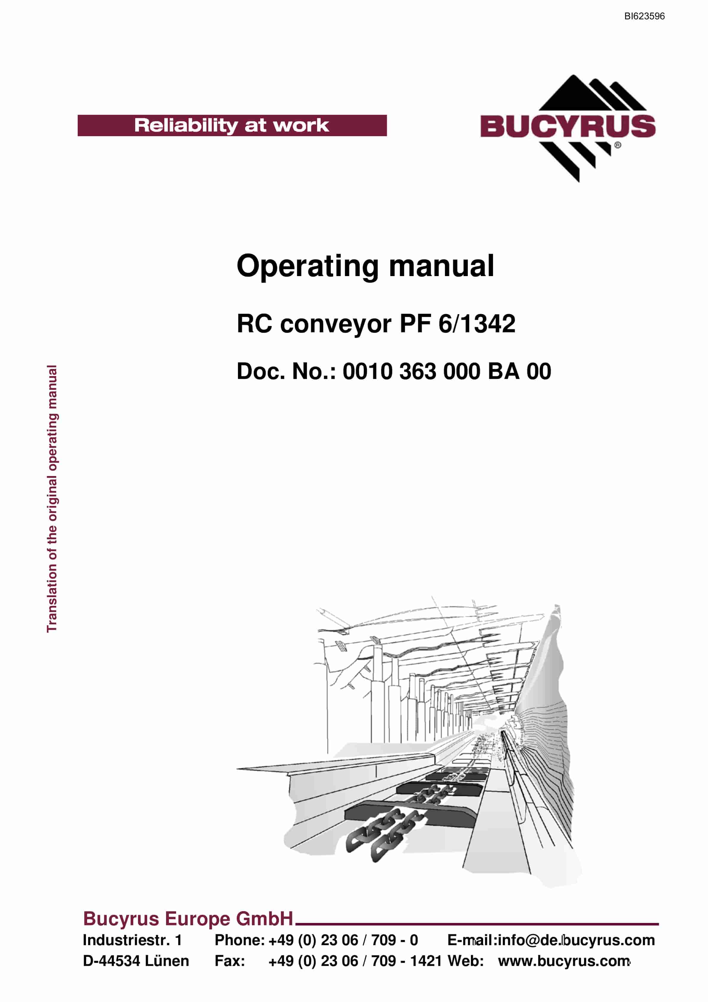 Bucyrus RC Conveyor PF 6-1342 Operating Manual BI623596