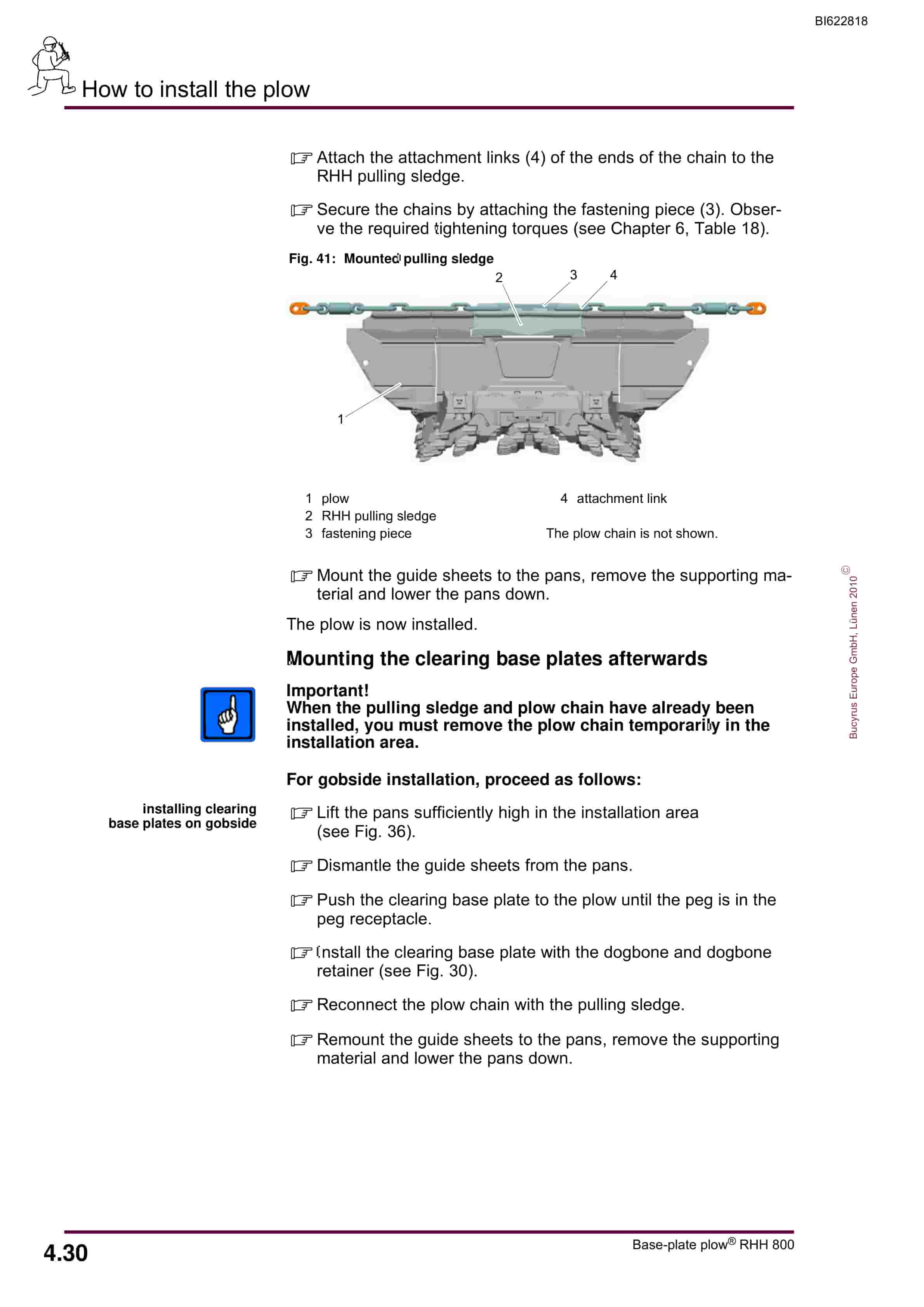 Bucyrus Reisshaken-Plow RHH 800 Operating Manual BI622818-2