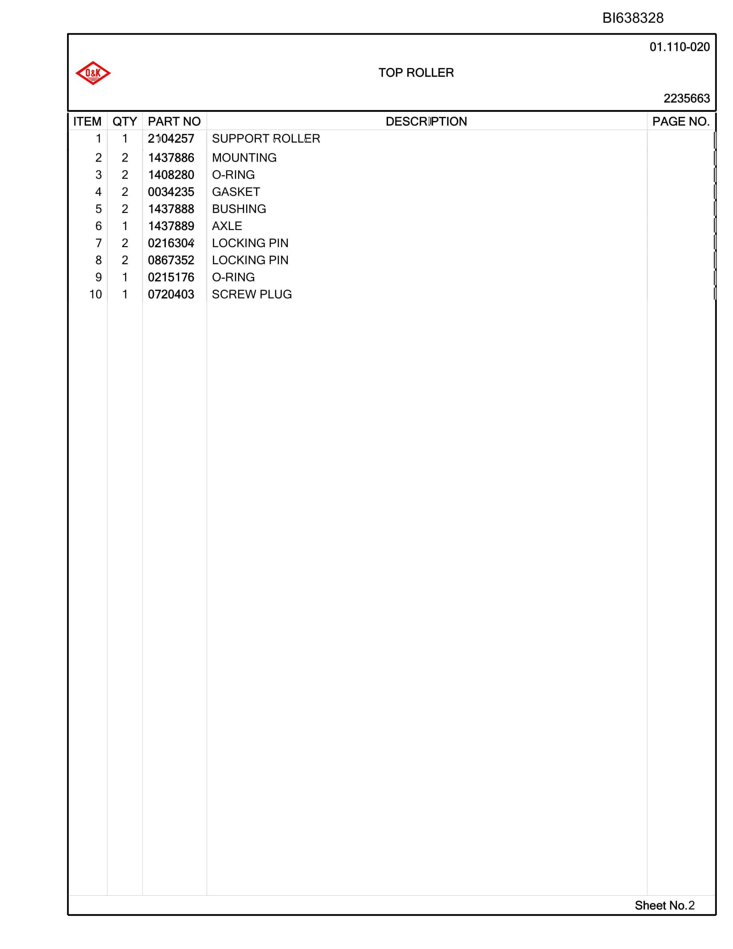 Bucyrus RH120C Hydraulic Excavator Parts Catalog BI638328 2 Bucyrus RH120C Hydraulic Excavator Parts Catalog BI638328 - Image 2