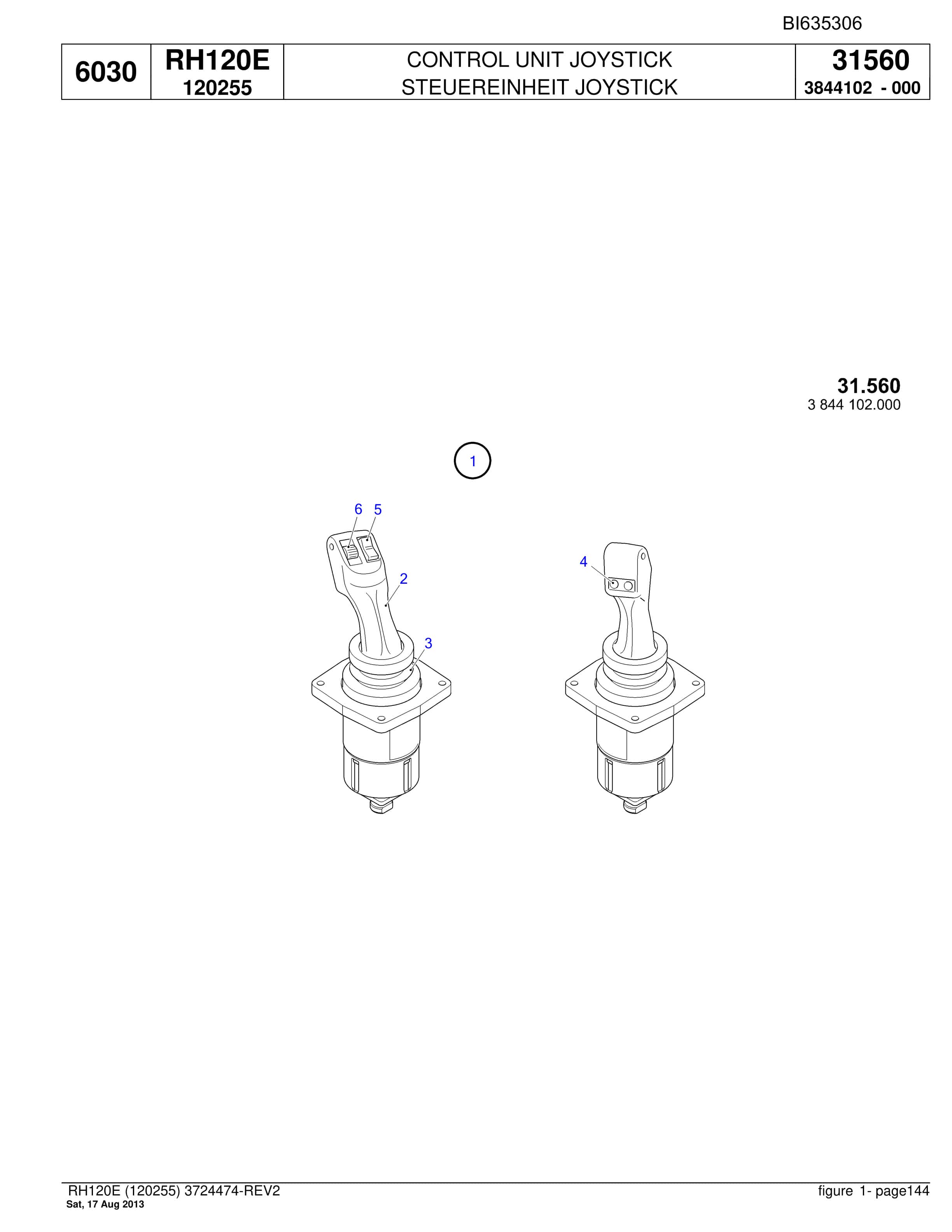 Bucyrus RH120E Hydraulic Excavator Parts Catalog BI635306-5