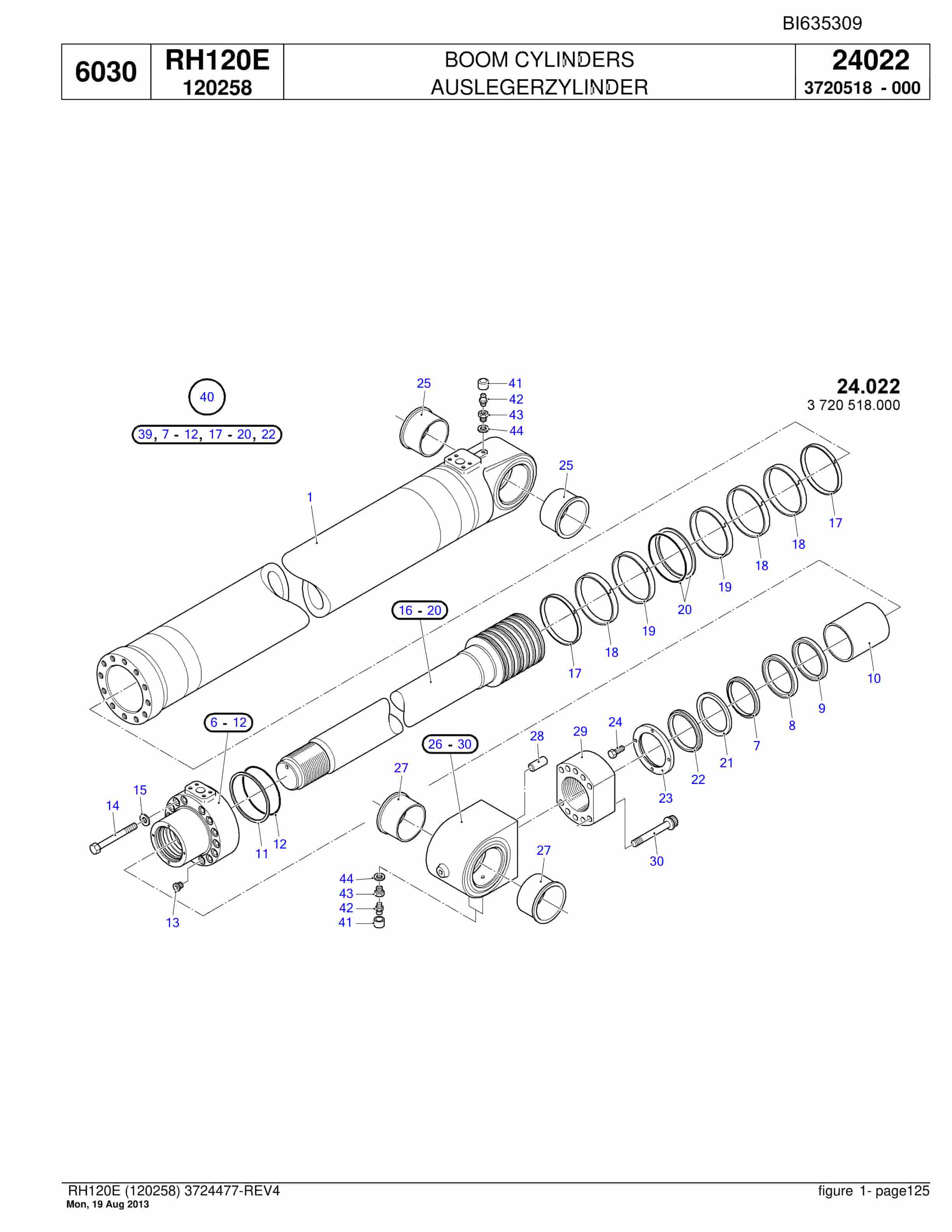 Bucyrus RH120E Hydraulic Excavator Parts Catalog BI635309-3