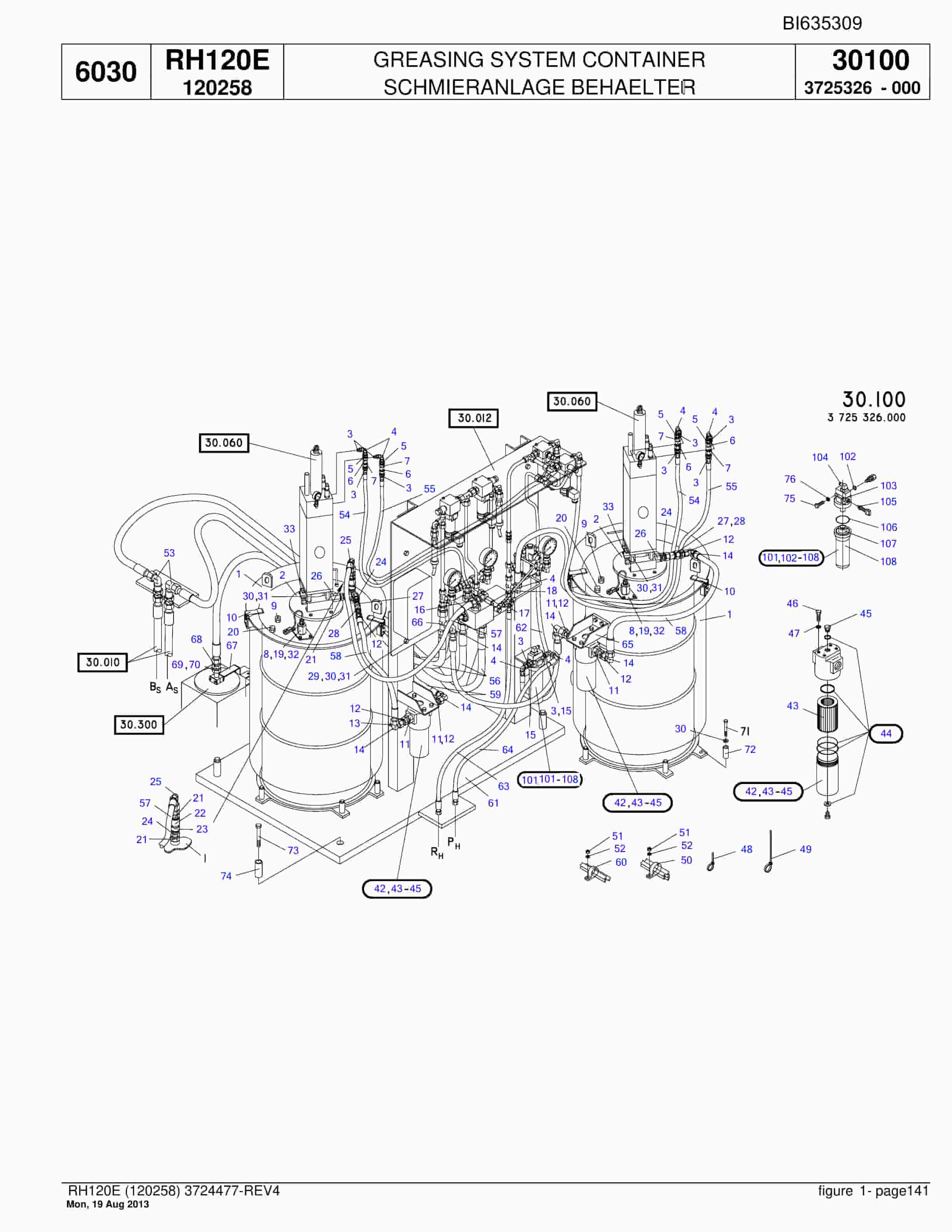 Bucyrus RH120E Hydraulic Excavator Parts Catalog BI635309-4