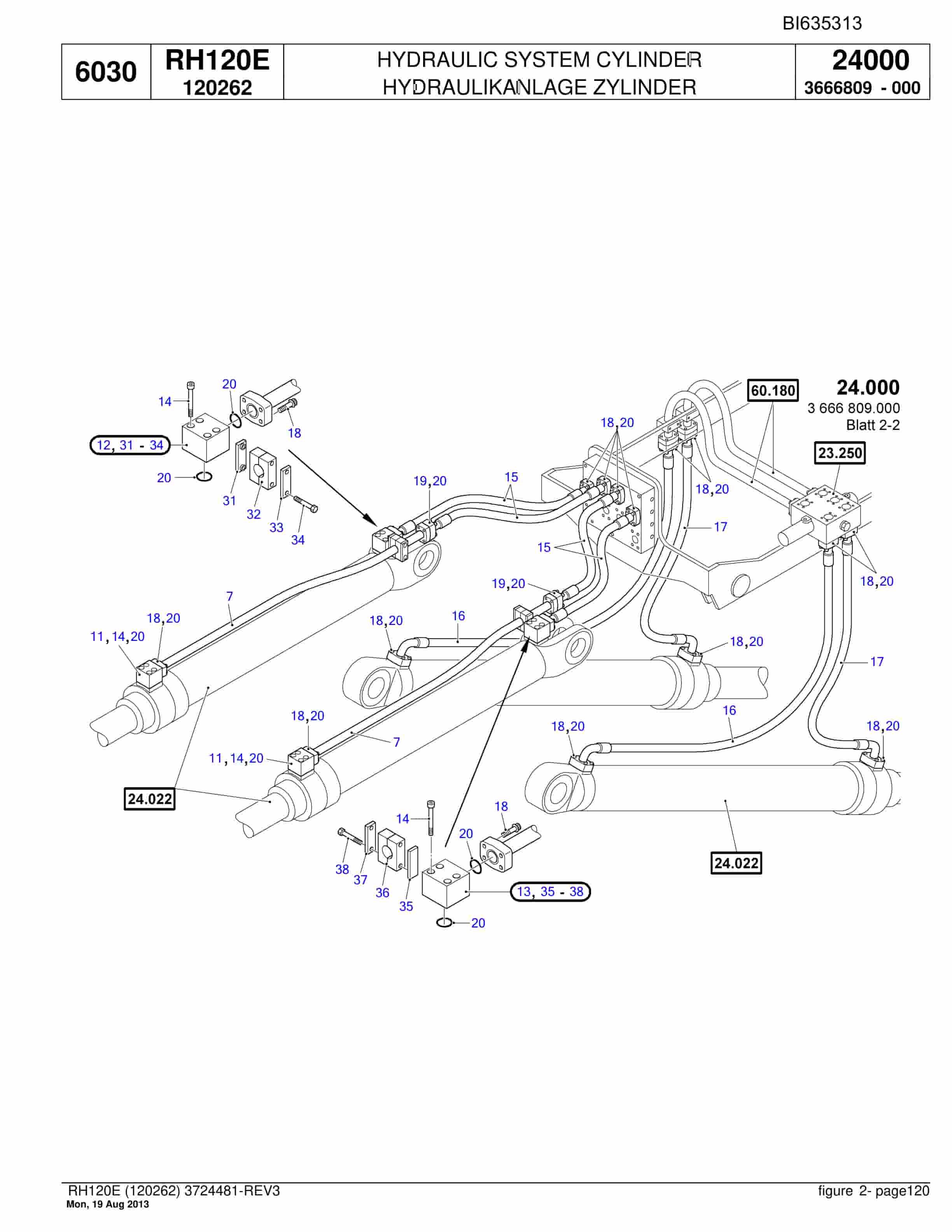Bucyrus RH120E Hydraulic Excavator Parts Catalog BI635313-3