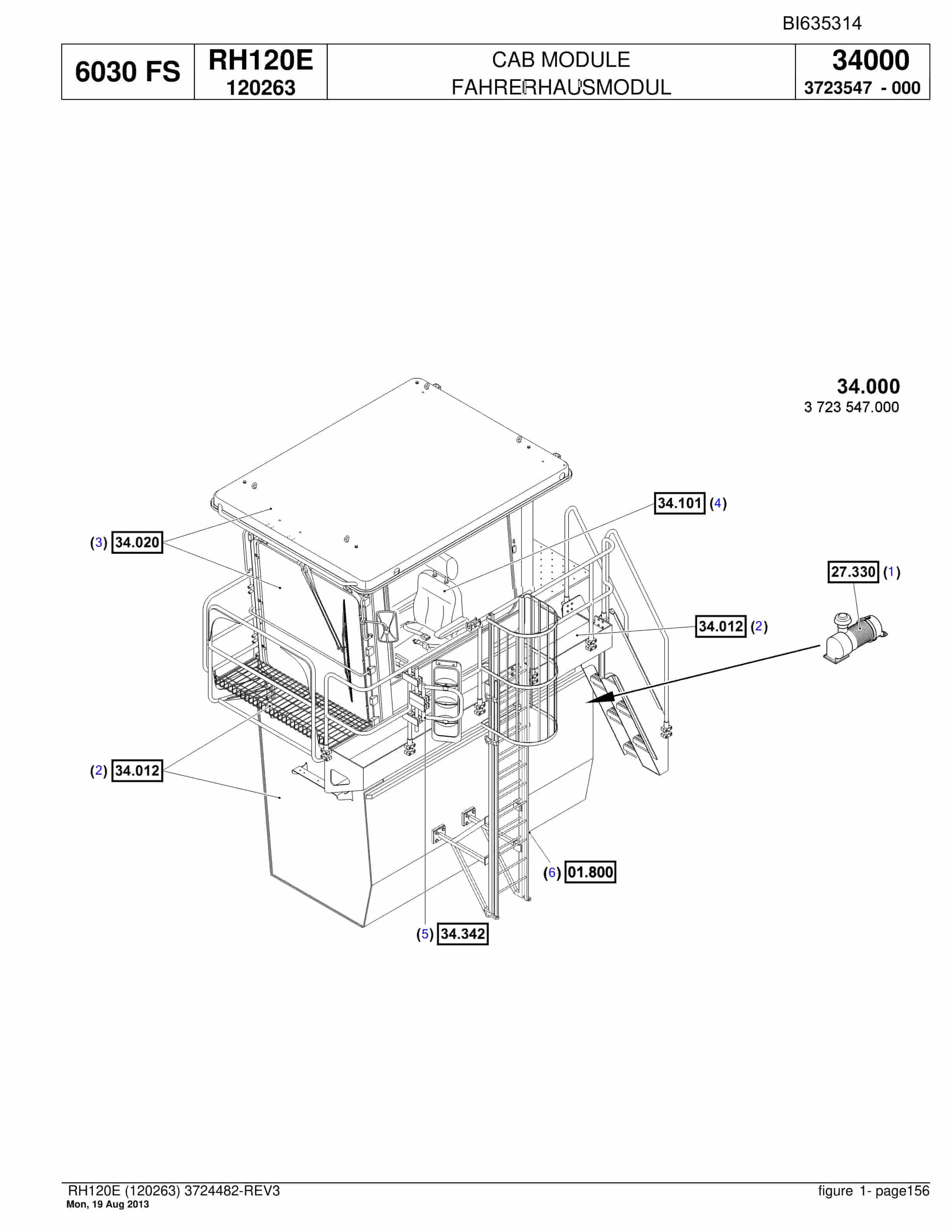 Bucyrus RH120E Hydraulic Excavator Parts Catalog BI635314-5