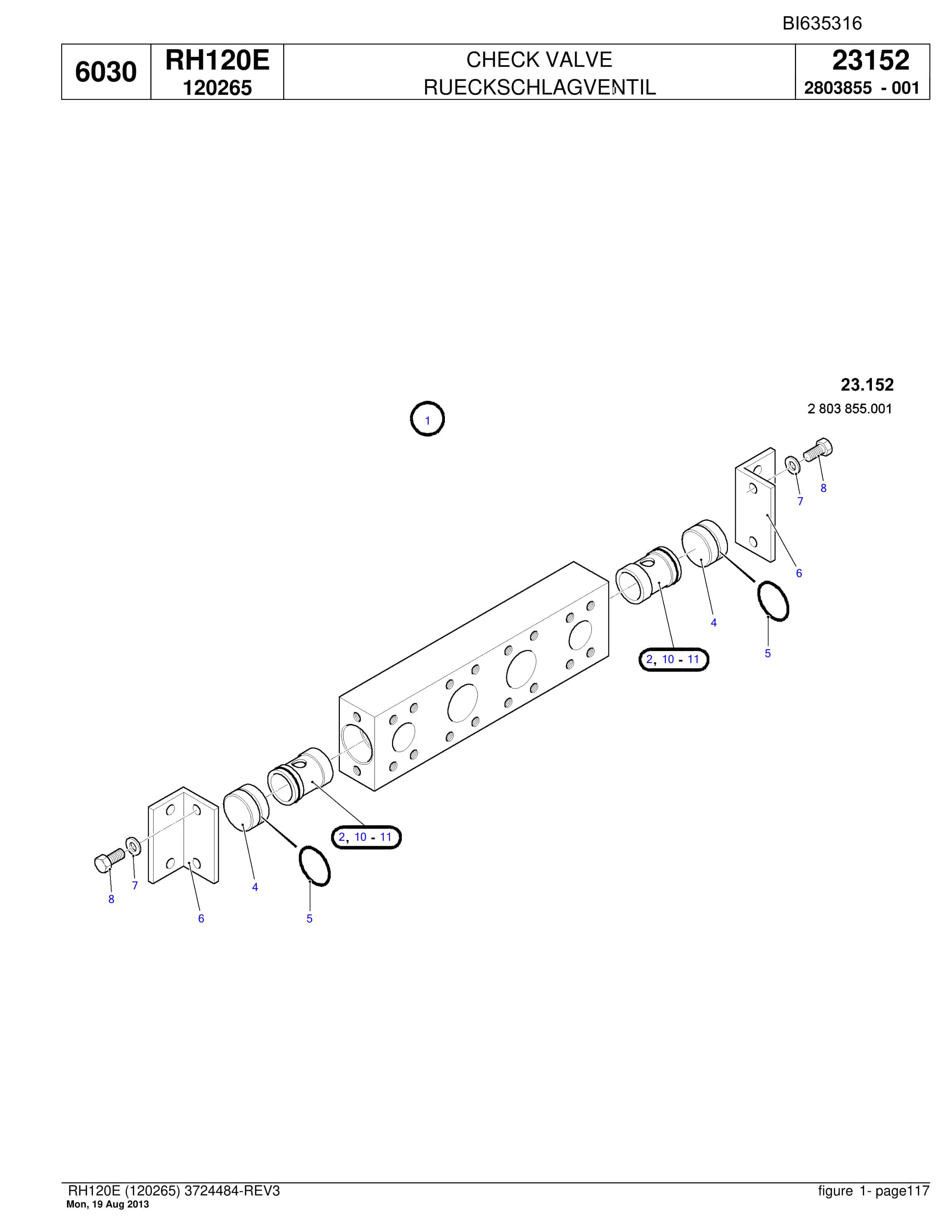 Bucyrus RH120E Hydraulic Excavator Parts Catalog BI635316-3