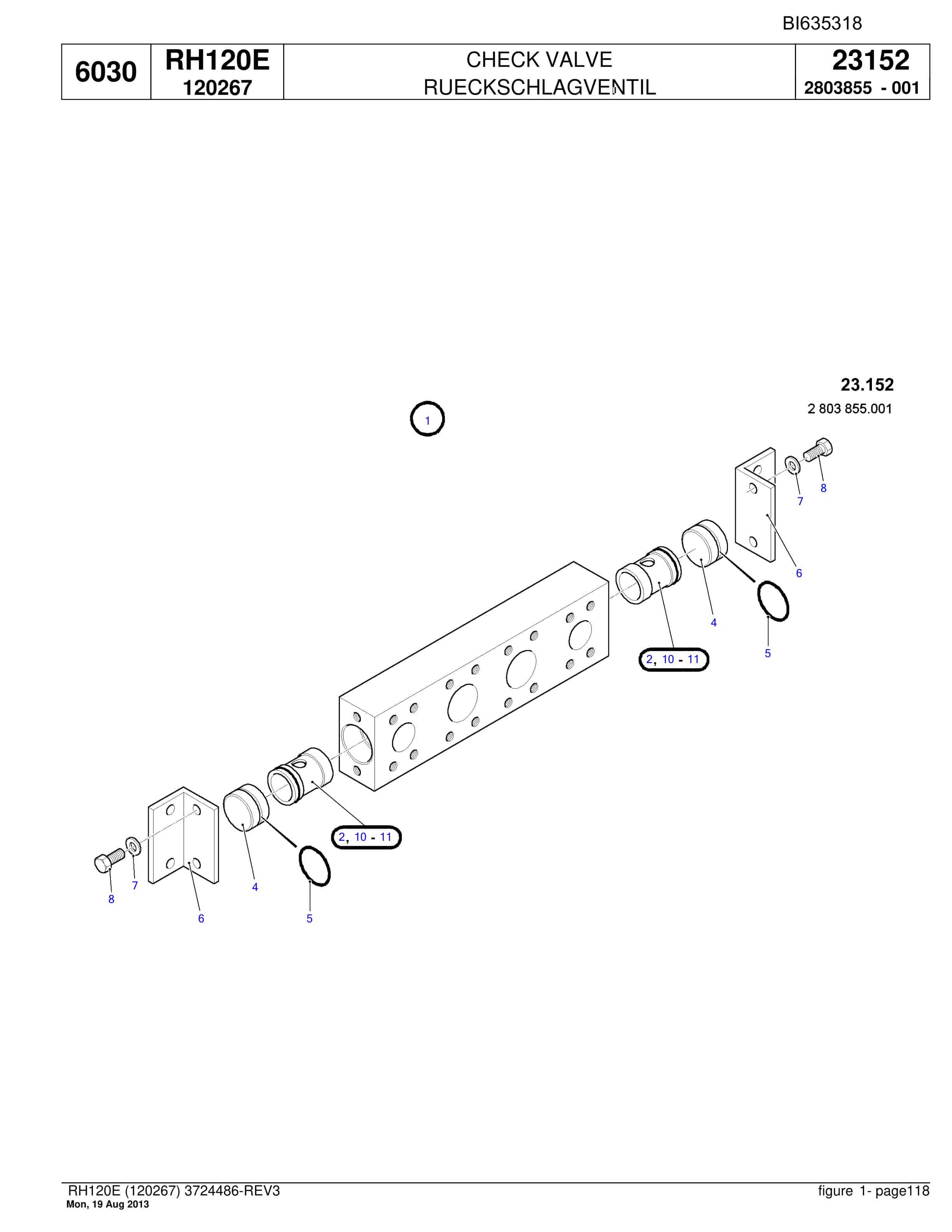 Bucyrus RH120E Hydraulic Excavator Parts Catalog BI635318-3