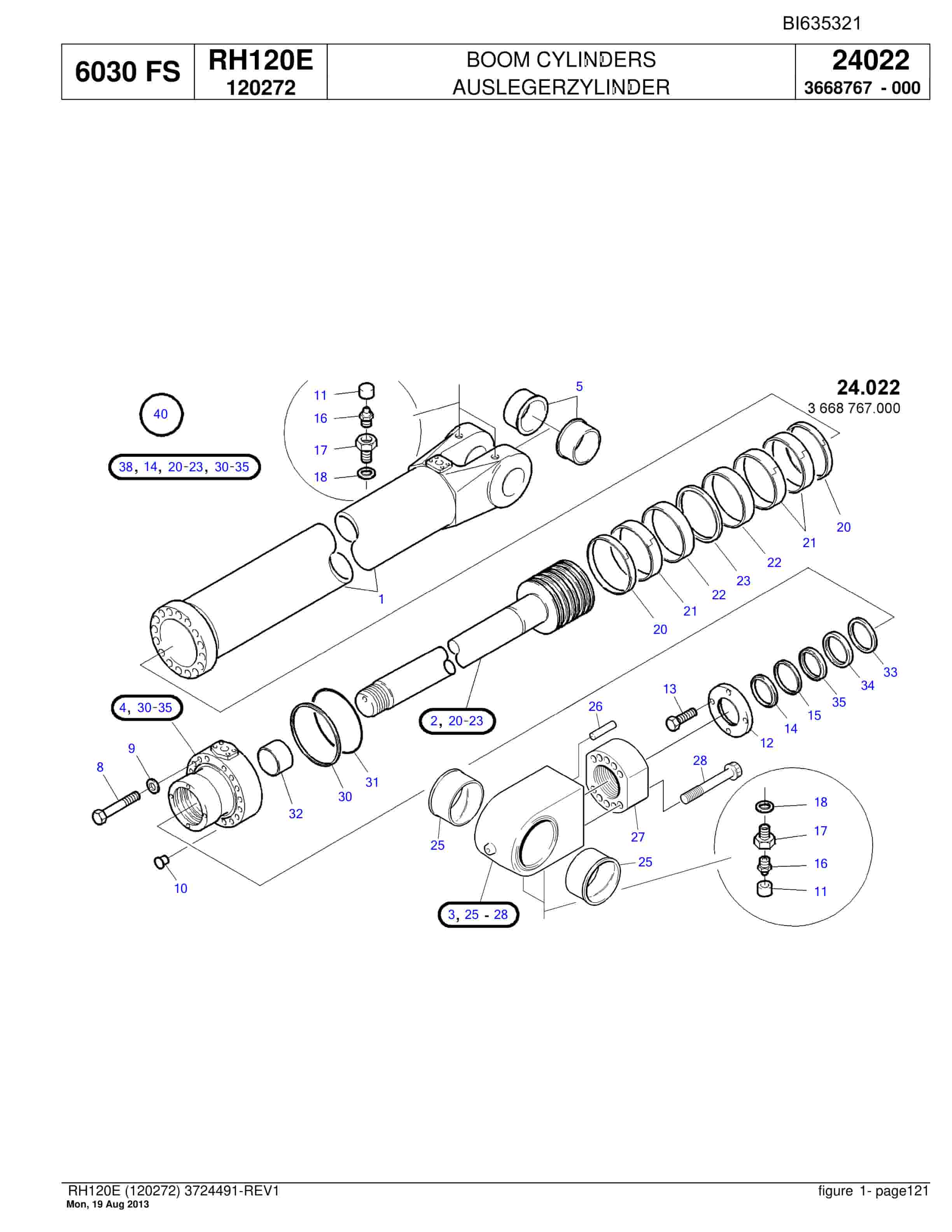 Bucyrus RH120E Hydraulic Excavator Parts Catalog BI635321-3