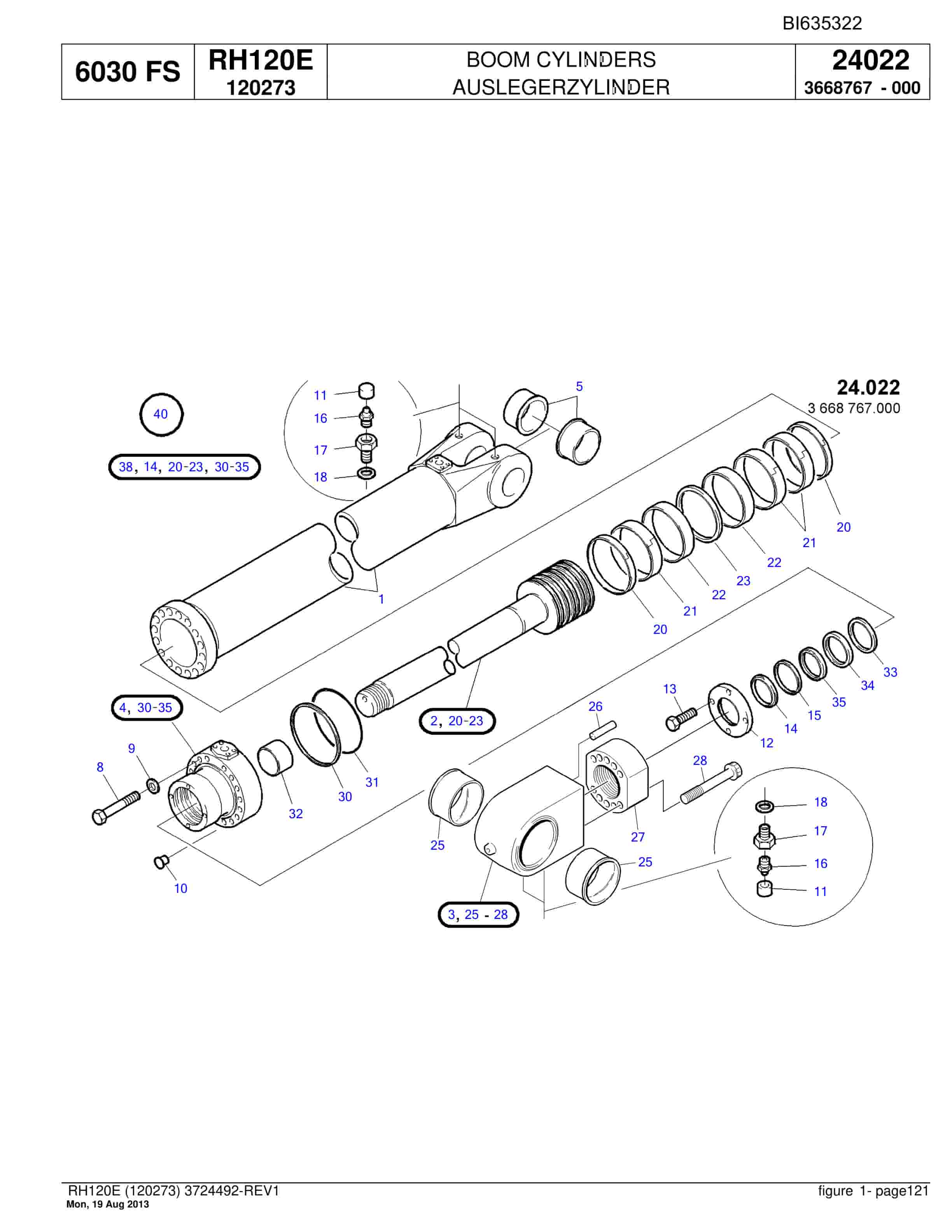 Bucyrus RH120E Hydraulic Excavator Parts Catalog BI635322-3