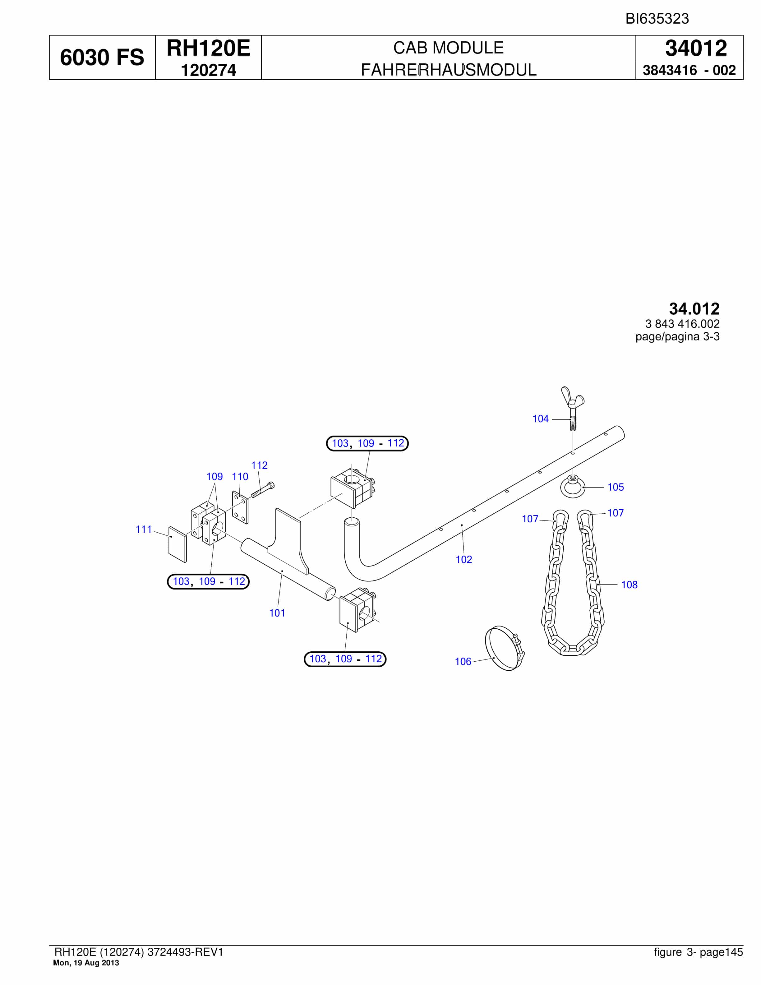 Bucyrus RH120E Hydraulic Excavator Parts Catalog BI635323-5