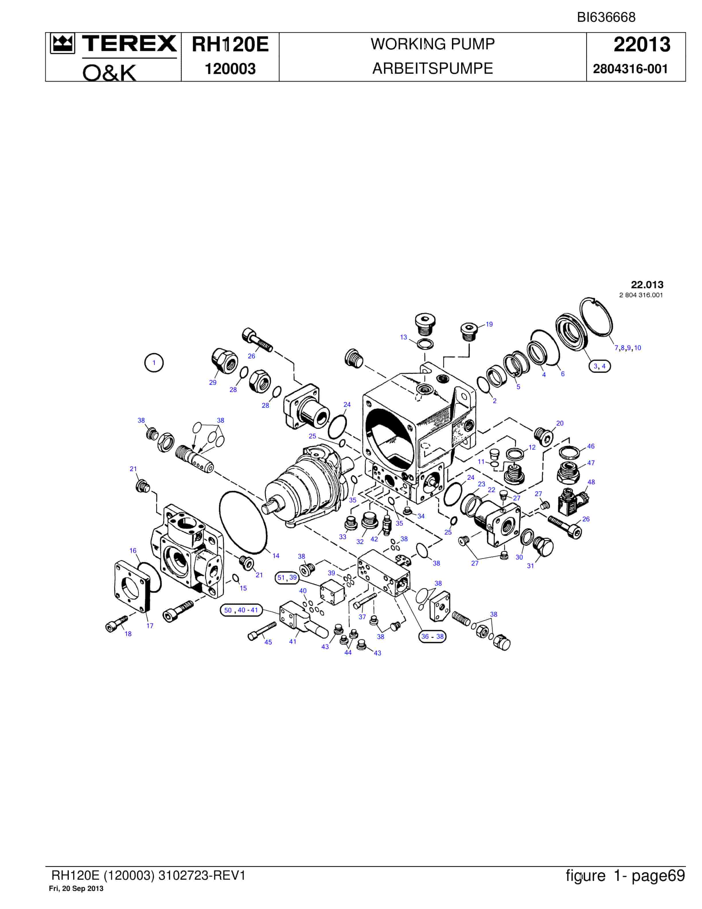Bucyrus RH120E Hydraulic Excavator Parts Catalog BI636668-2