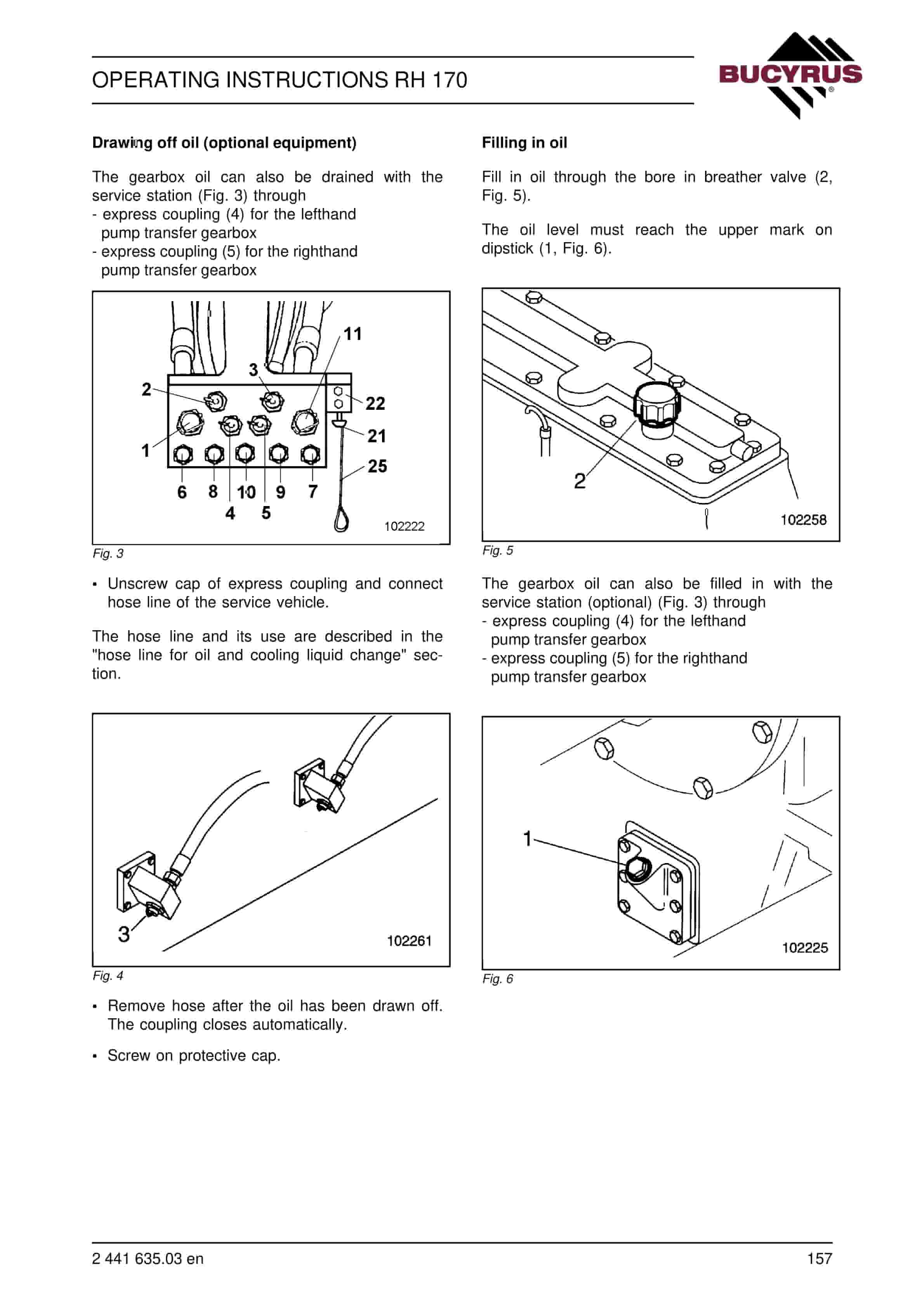 Bucyrus RH170 Hydraulic Excavator Operating Instructions 2441635-4