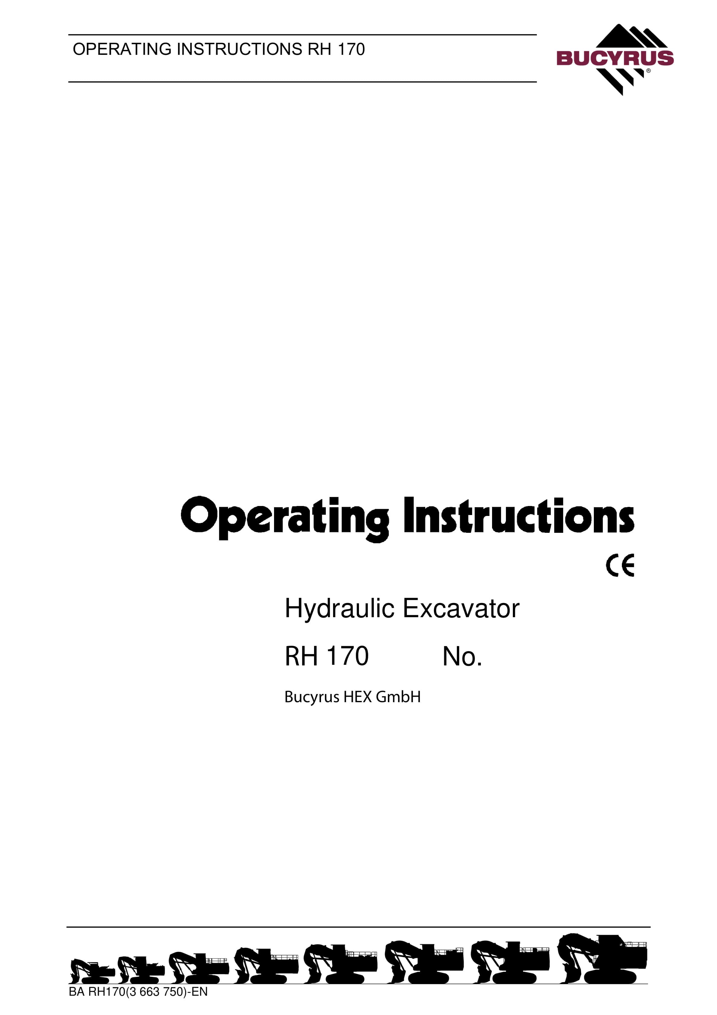 Bucyrus RH170 Hydraulic Excavator Operating Instructions 3663750