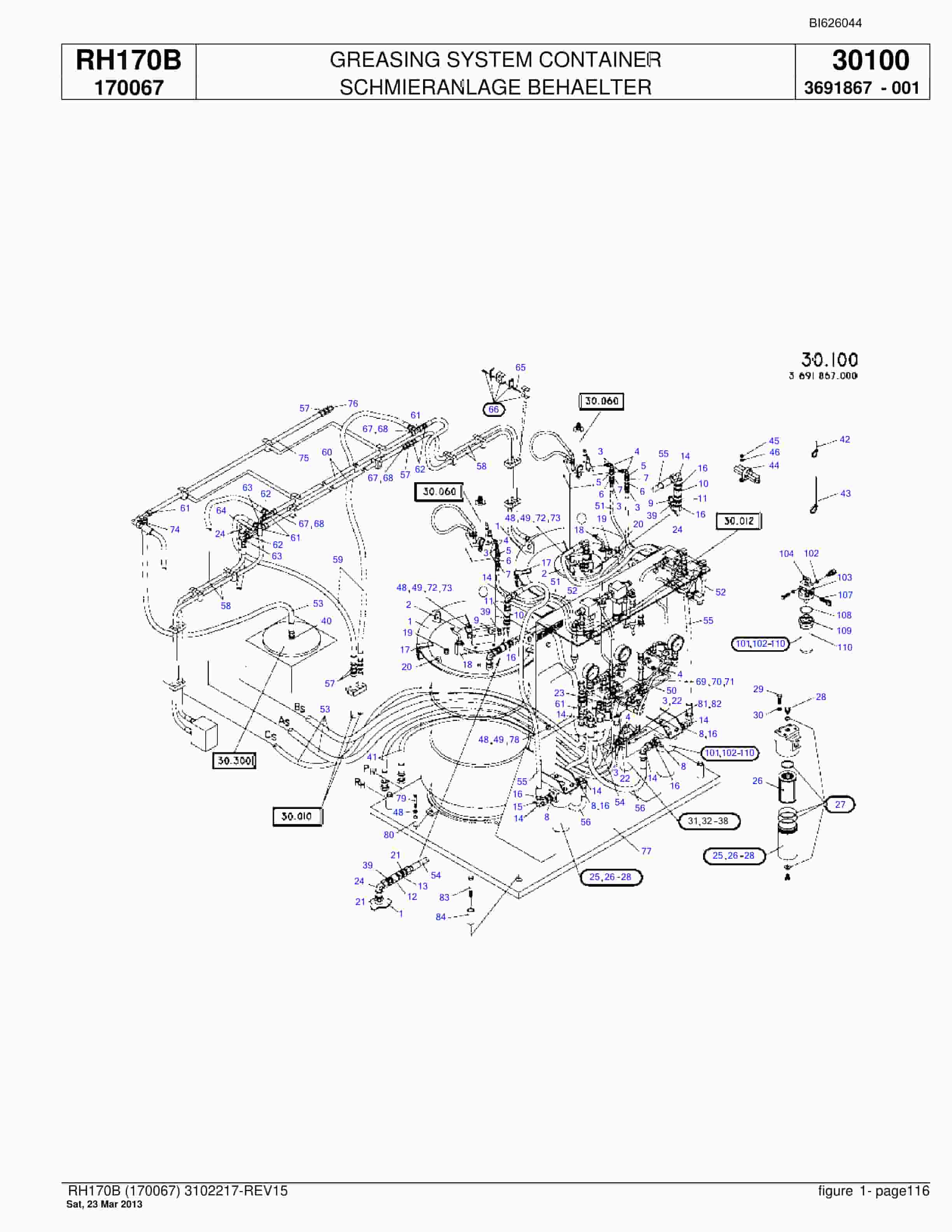 Bucyrus RH170B Hydraulic Excavator Parts Catalog BI626044-4