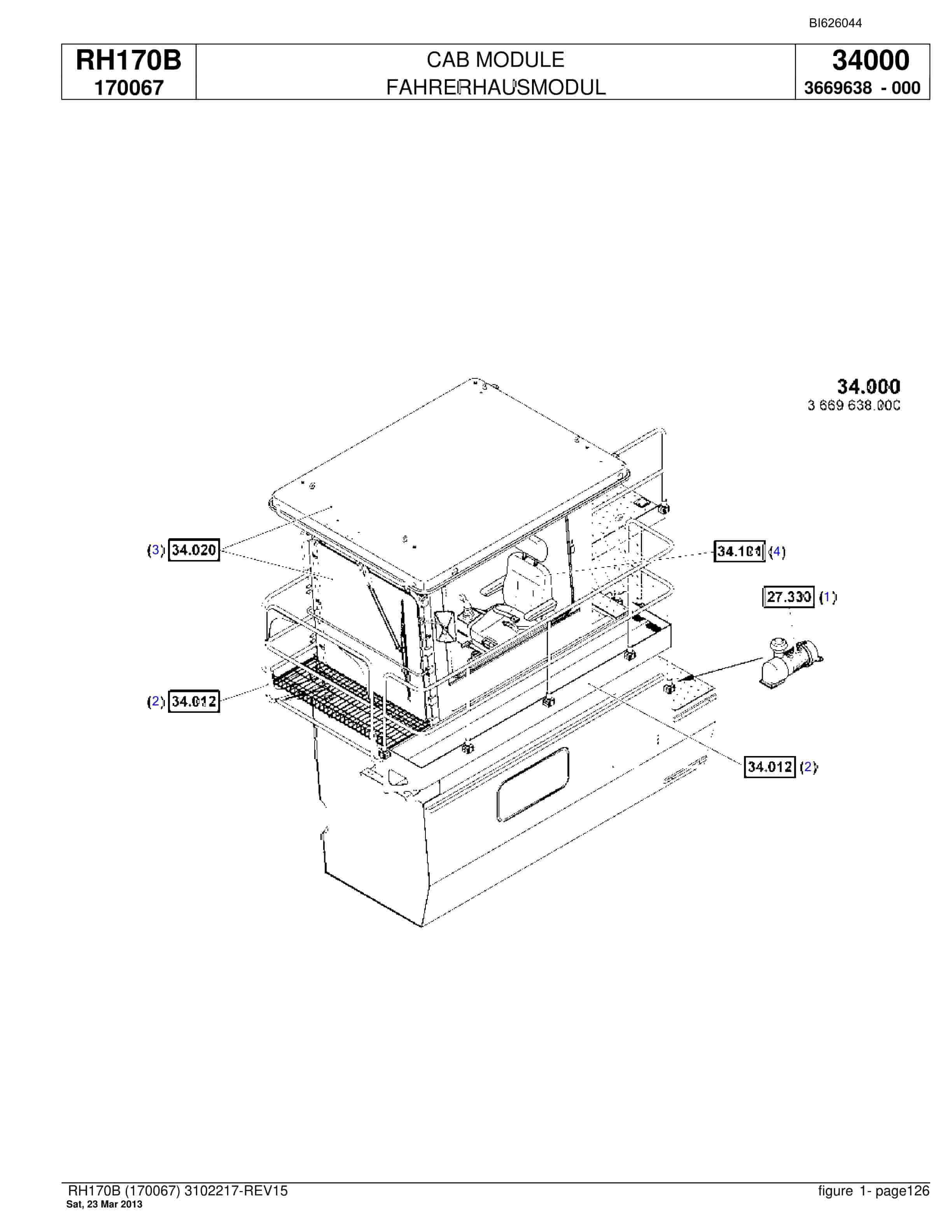 Bucyrus RH170B Hydraulic Excavator Parts Catalog BI626044-5