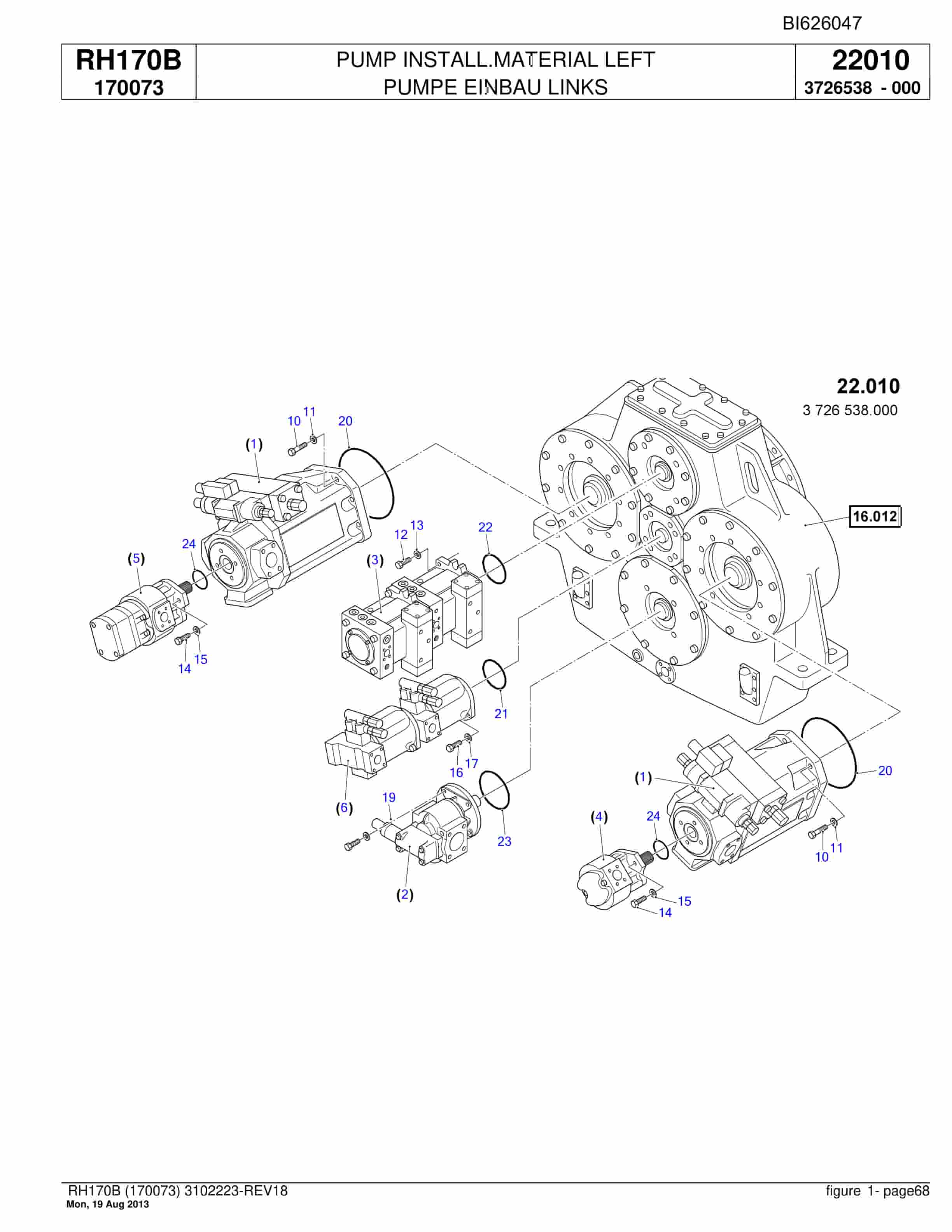 Bucyrus RH170B Hydraulic Excavator Parts Catalog BI626047-2