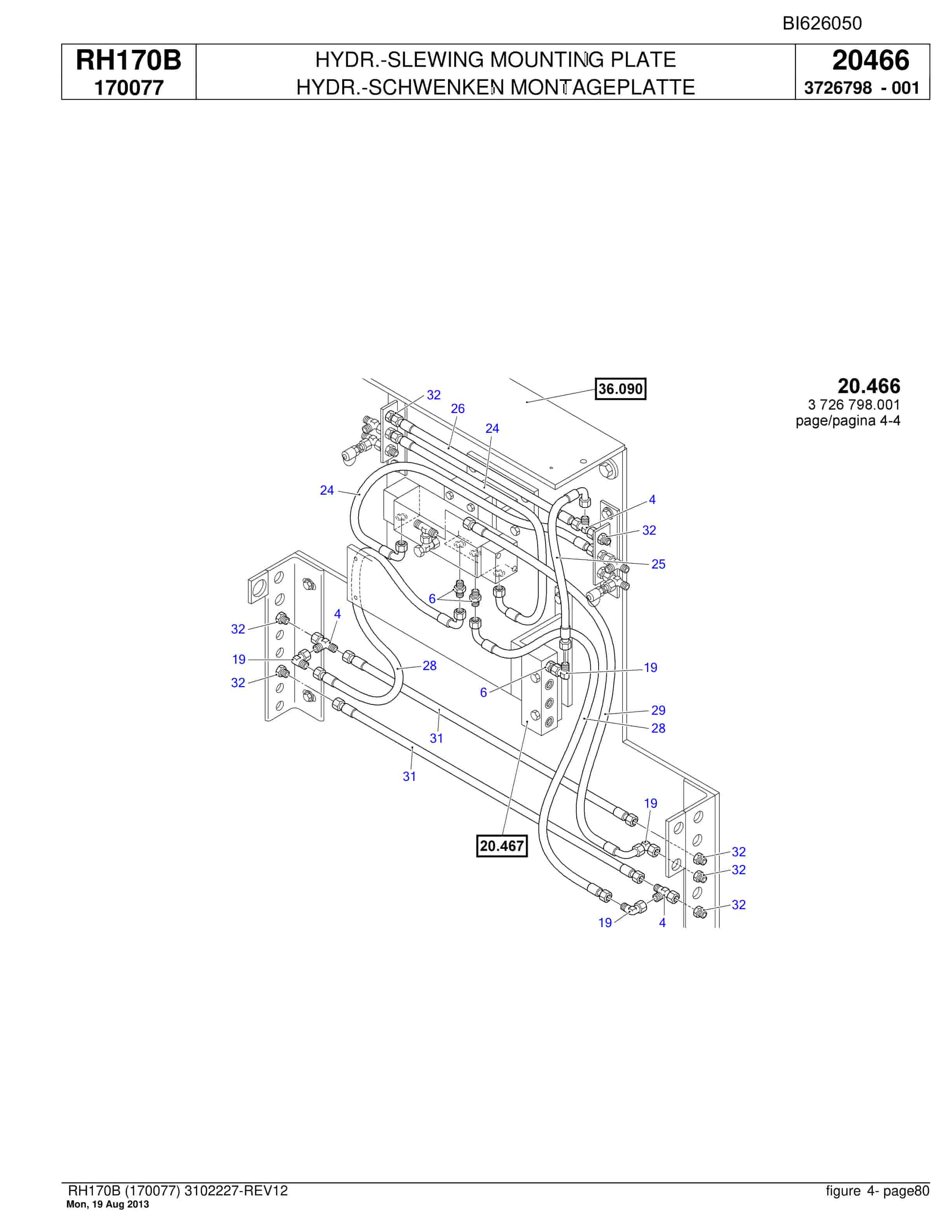 Bucyrus RH170B Hydraulic Excavator Parts Catalog BI626050-2