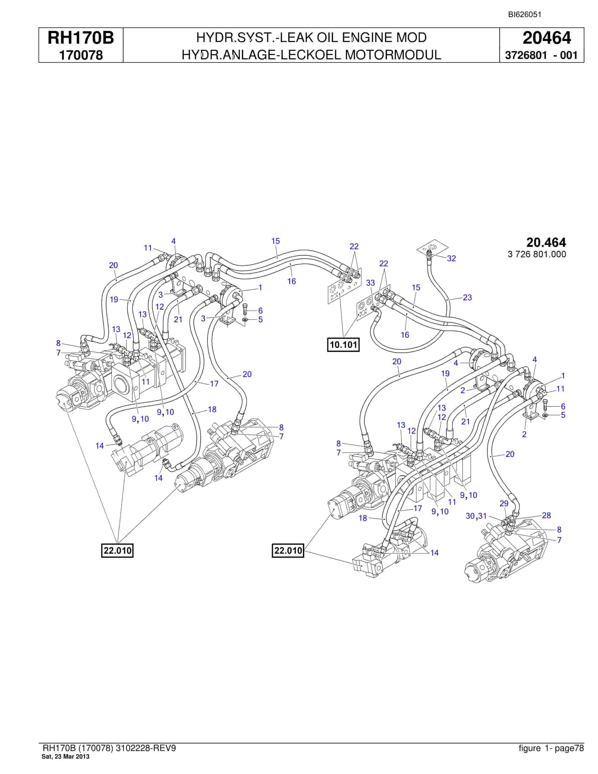 Bucyrus RH170B Hydraulic Excavator Parts Catalog BI626051-2