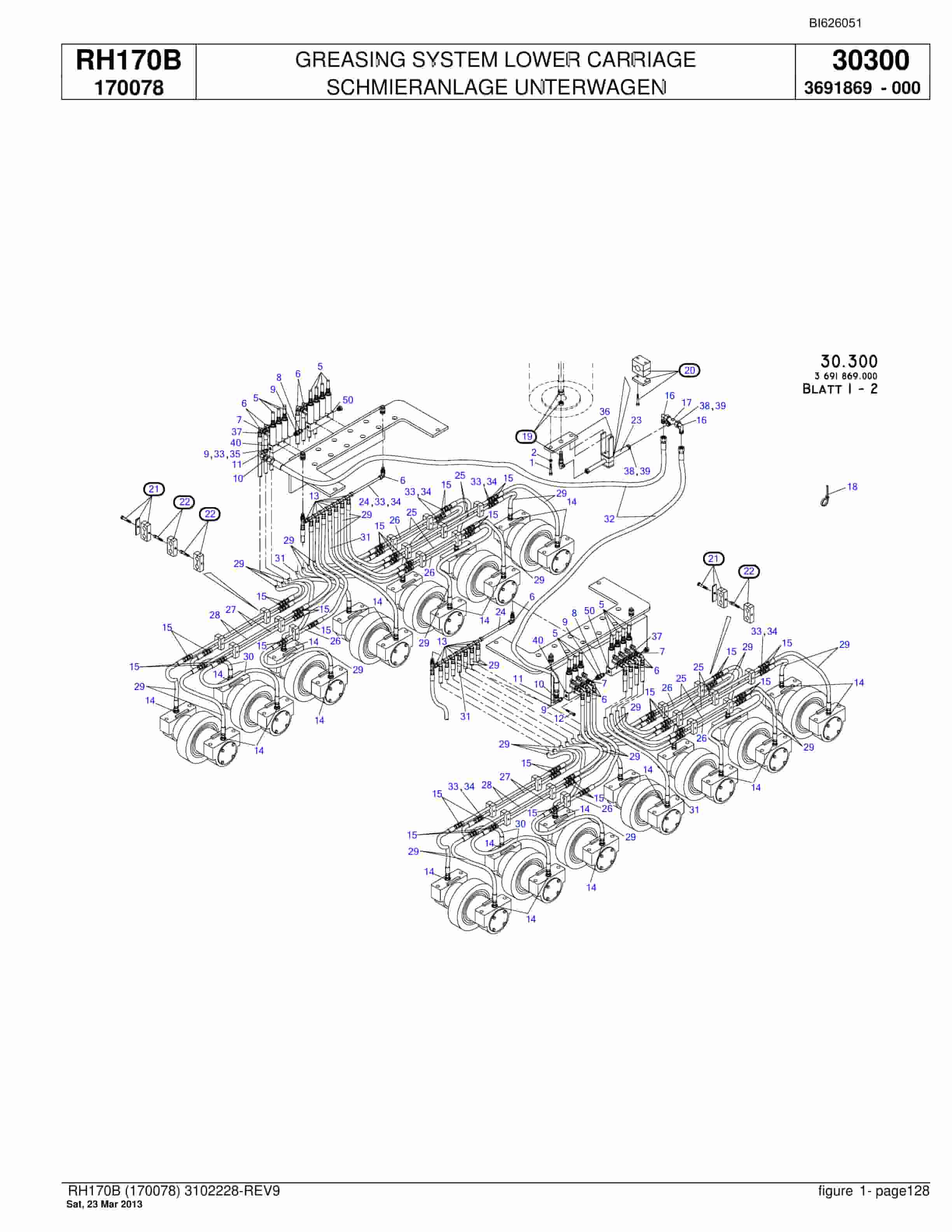 Bucyrus RH170B Hydraulic Excavator Parts Catalog BI626051-4