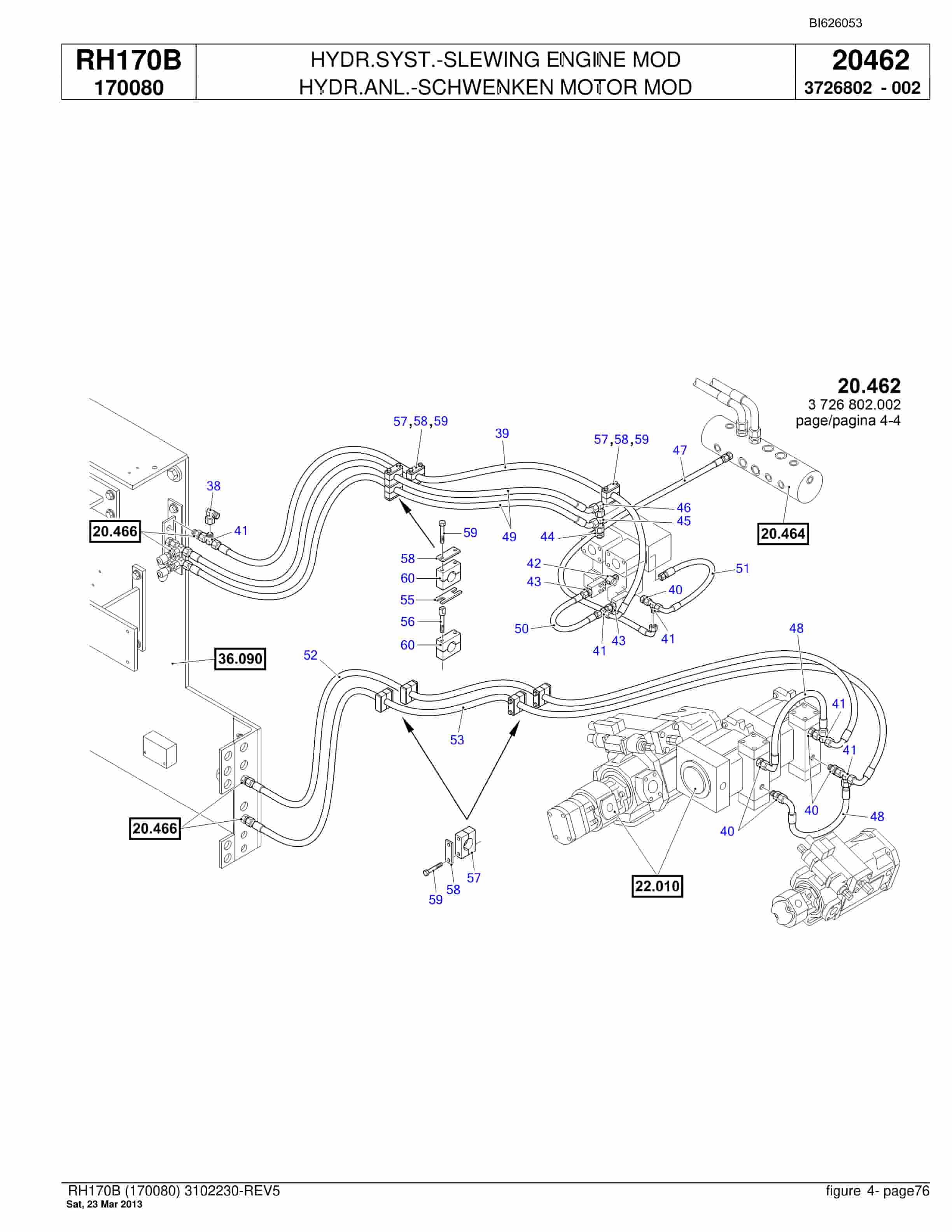 Bucyrus RH170B Hydraulic Excavator Parts Catalog BI626053-2