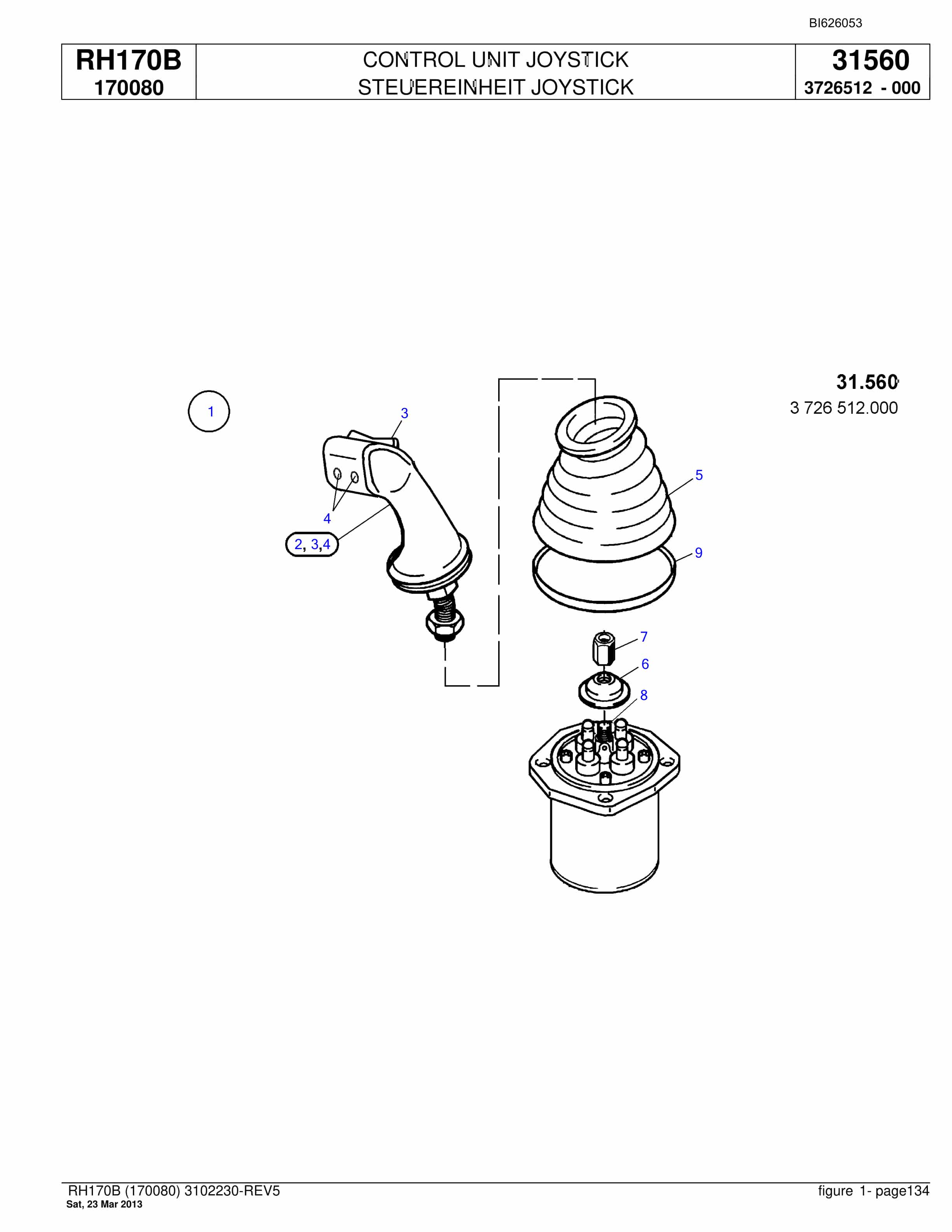 Bucyrus RH170B Hydraulic Excavator Parts Catalog BI626053-5