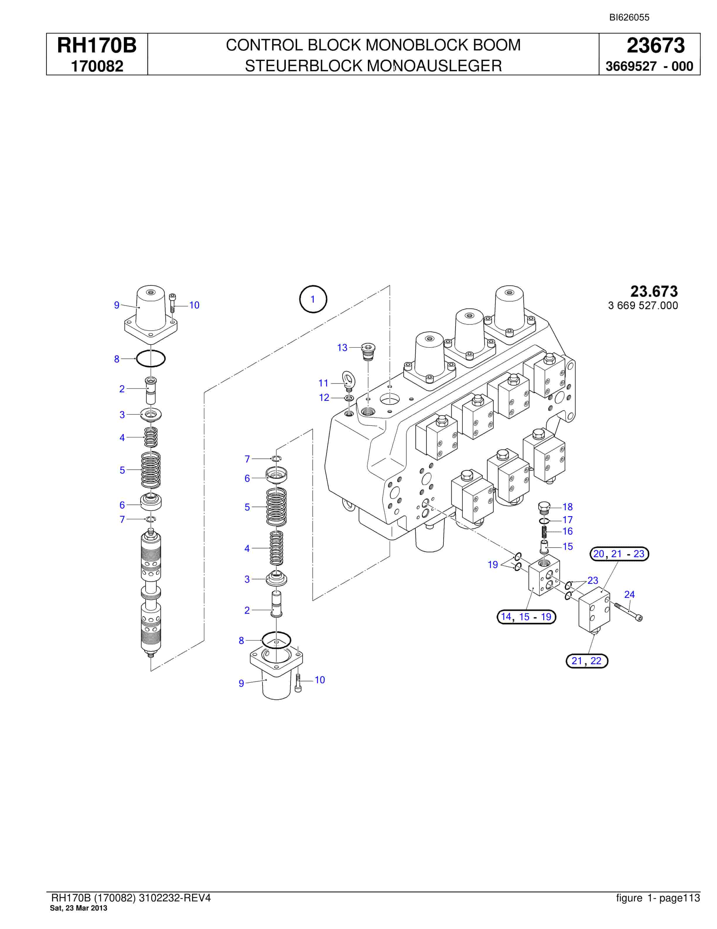 Bucyrus RH170B Hydraulic Excavator Parts Catalog BI626055-3
