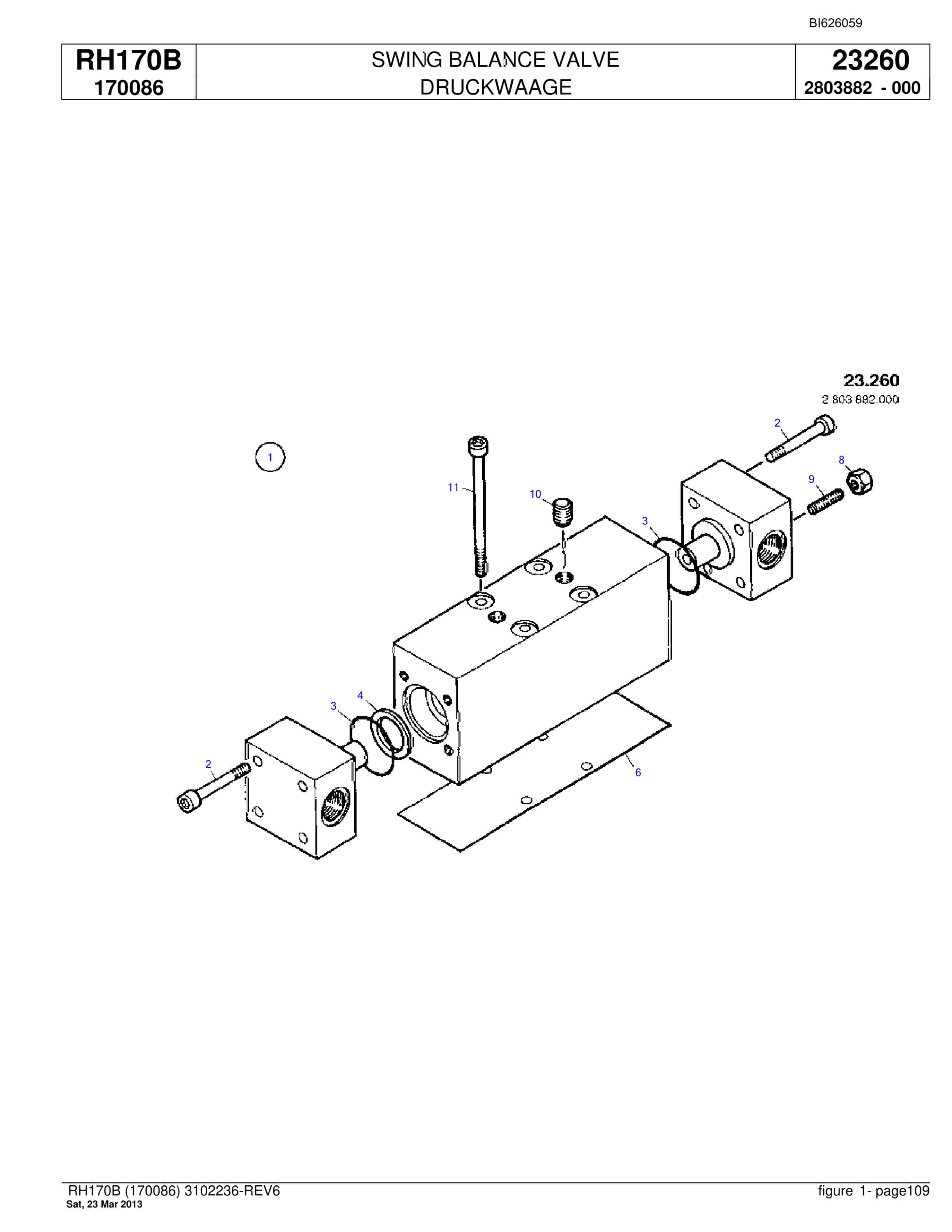 Bucyrus RH170B Hydraulic Excavator Parts Catalog BI626059-3