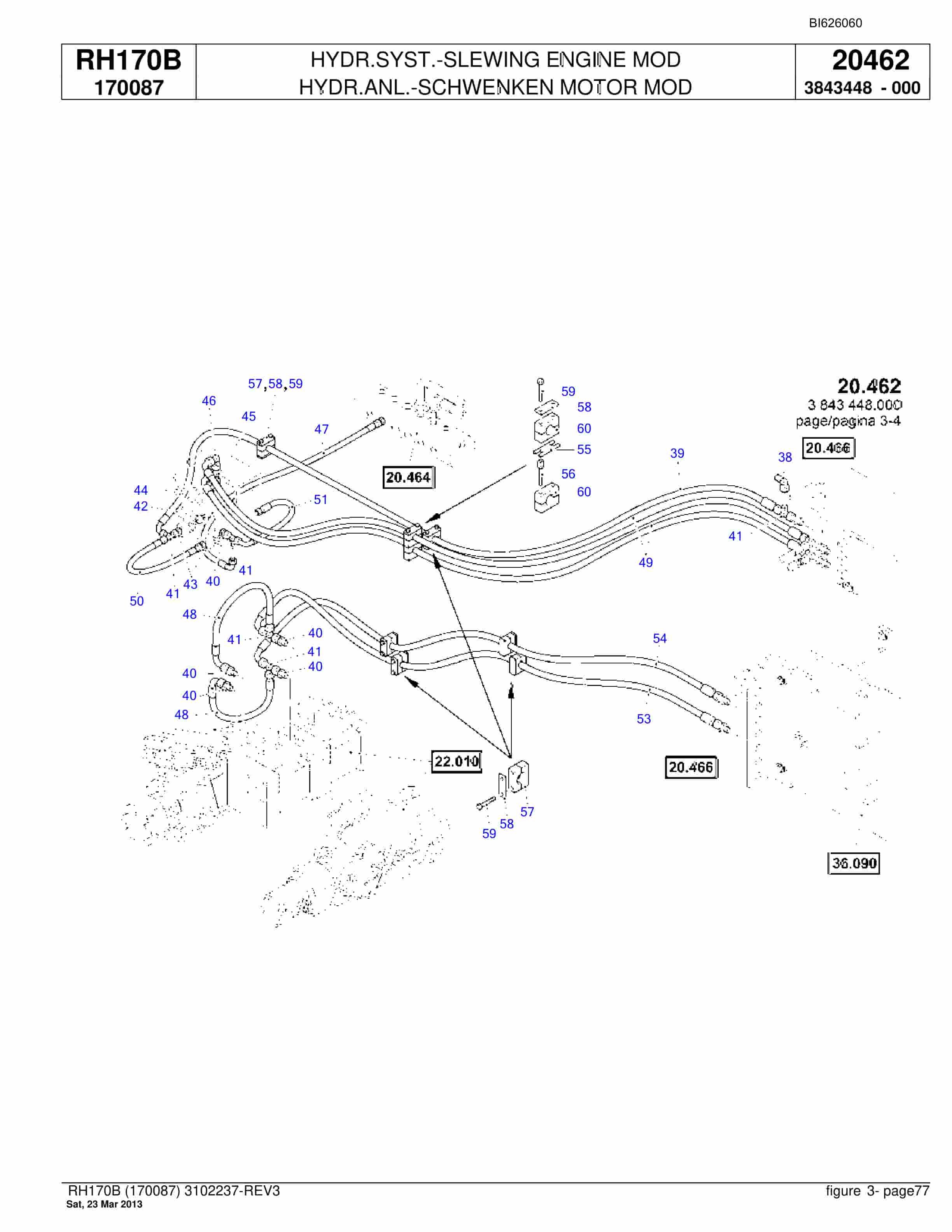 Bucyrus RH170B Hydraulic Excavator Parts Catalog BI626060-2