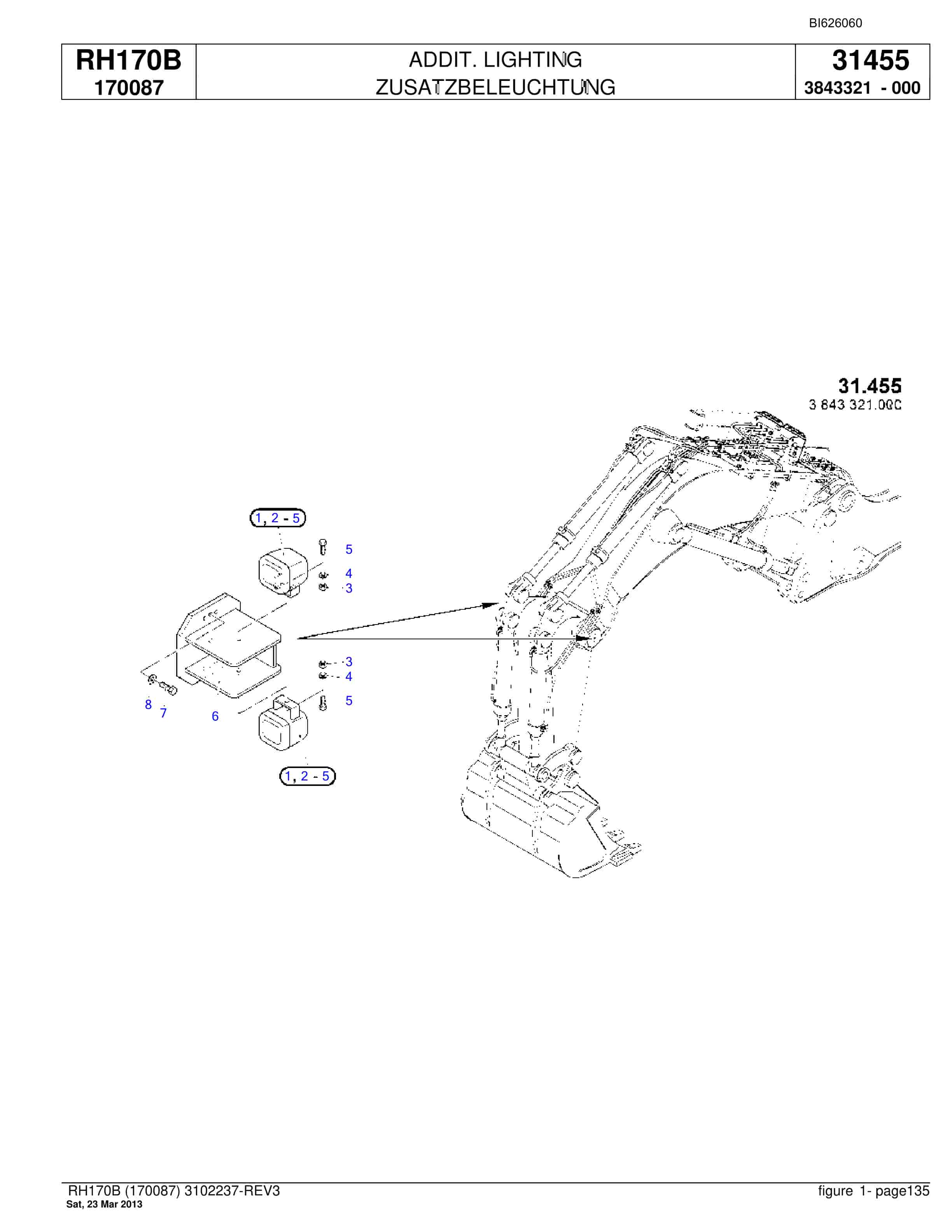 Bucyrus RH170B Hydraulic Excavator Parts Catalog BI626060-5