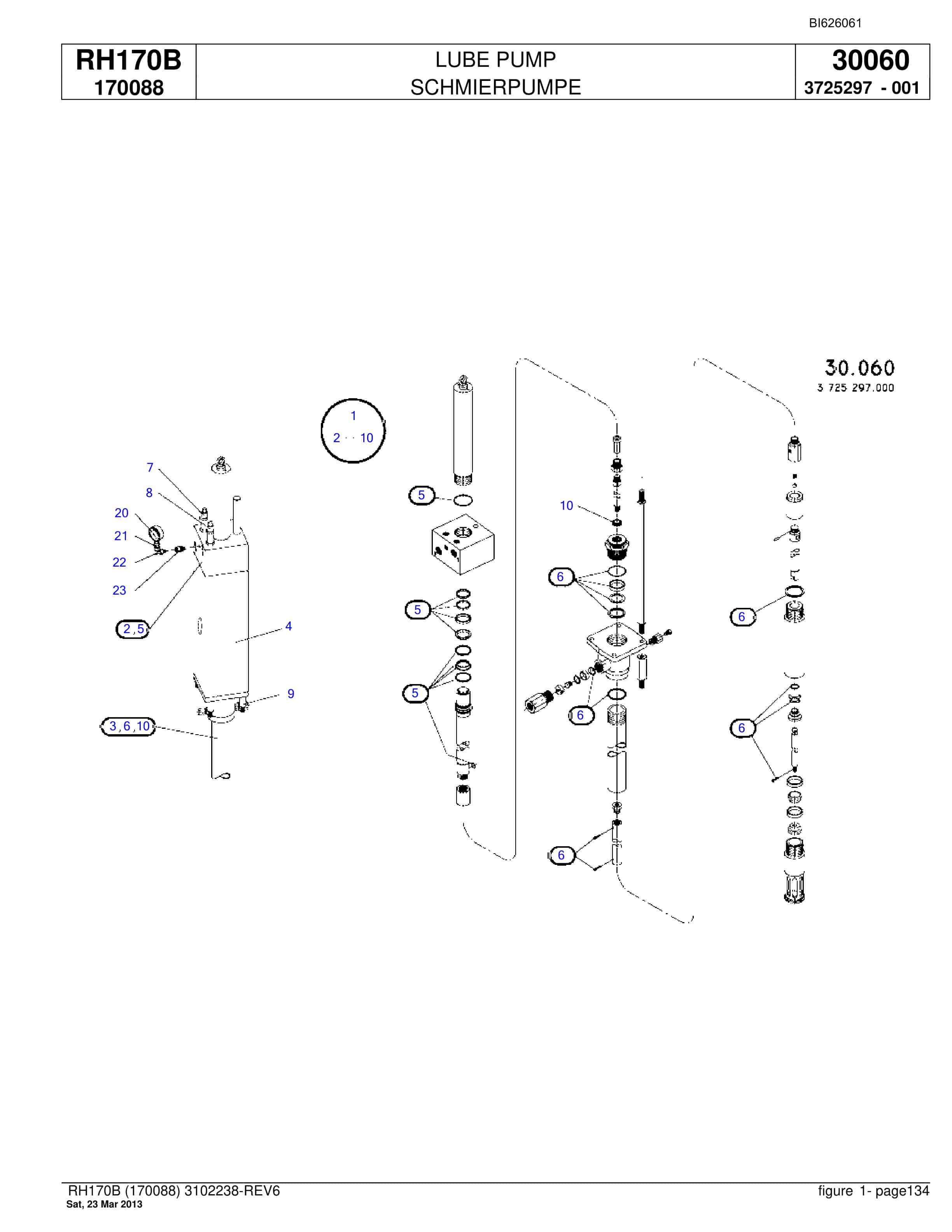 Bucyrus RH170B Hydraulic Excavator Parts Catalog BI626061-4