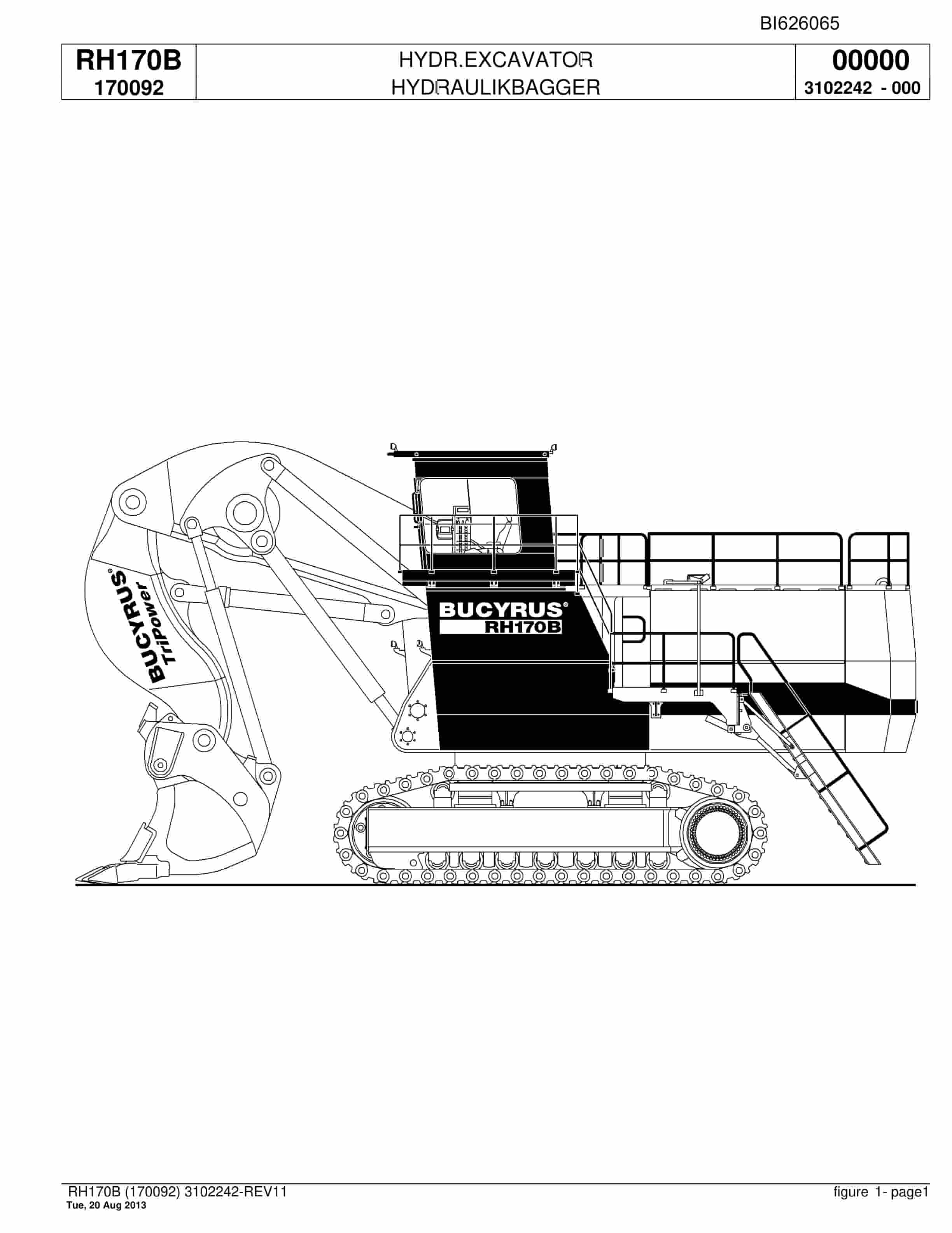 Bucyrus RH170B Hydraulic Excavator Parts Catalog BI626065