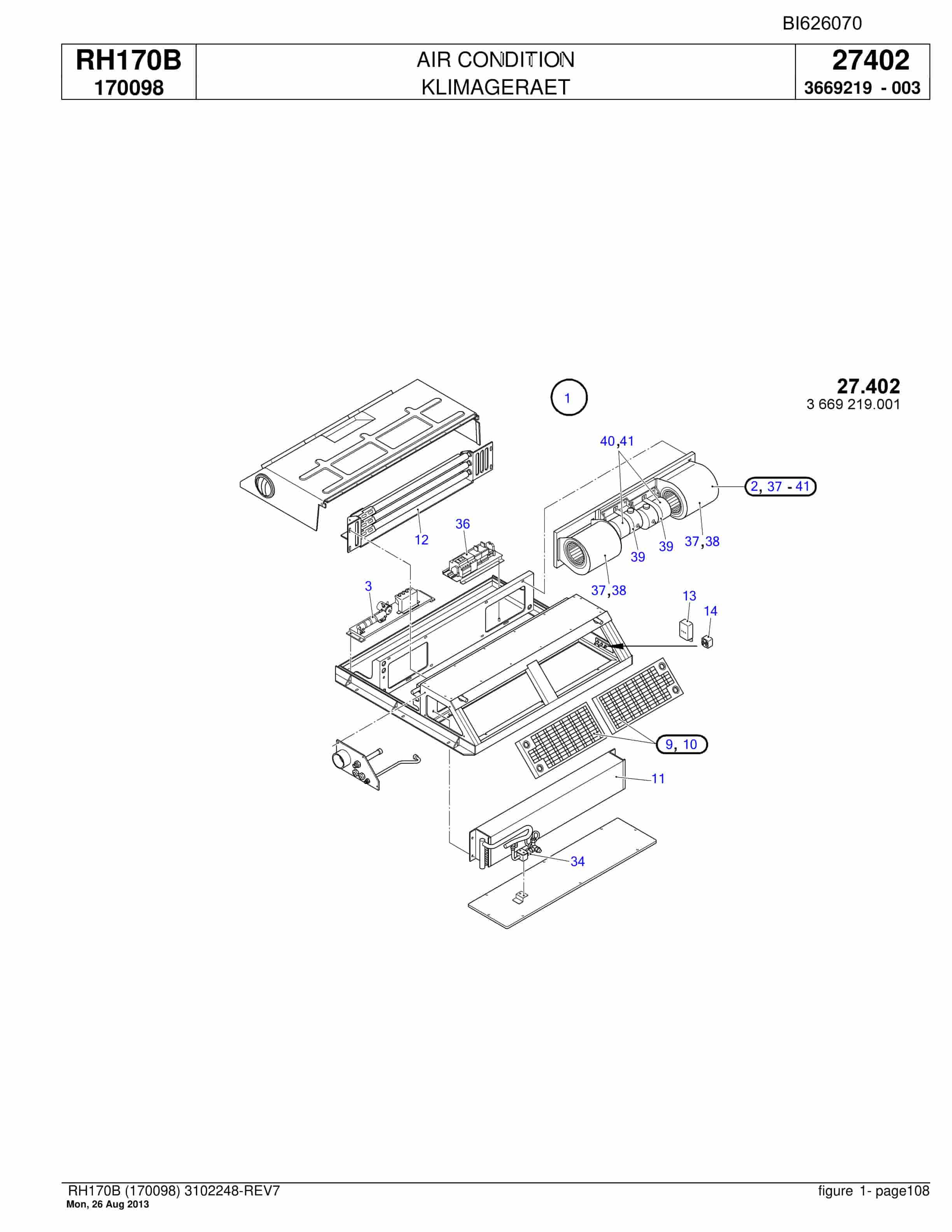 Bucyrus RH170B Hydraulic Excavator Parts Catalog BI626070-3
