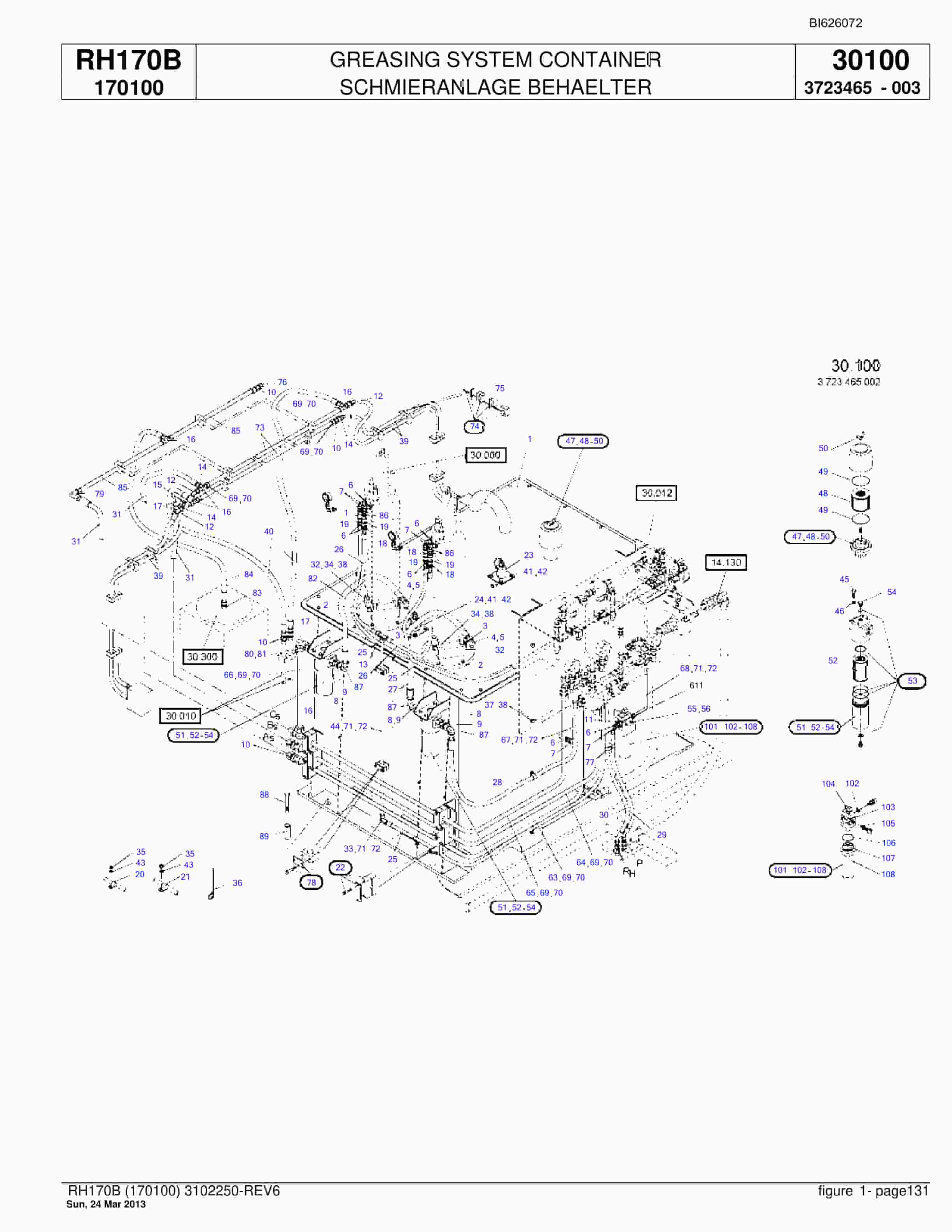 Bucyrus RH170B Hydraulic Excavator Parts Catalog BI626072-4