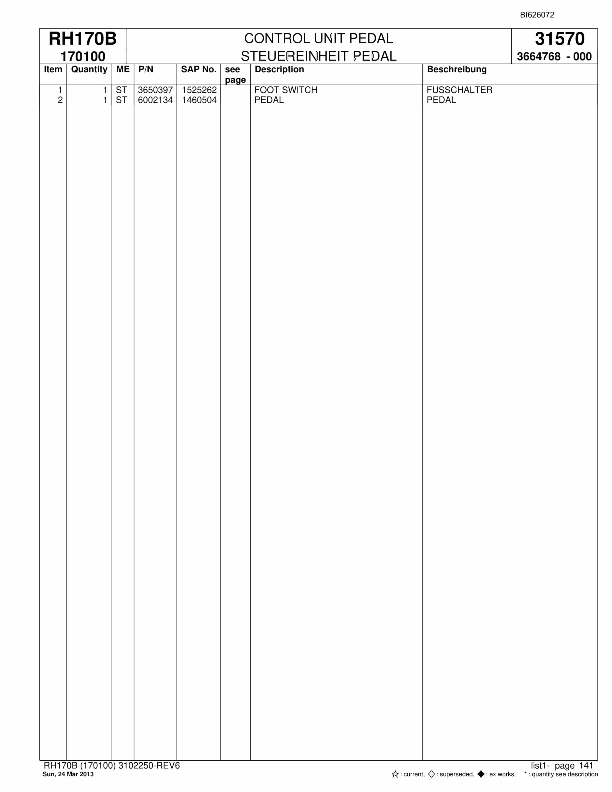Bucyrus RH170B Hydraulic Excavator Parts Catalog BI626072-5