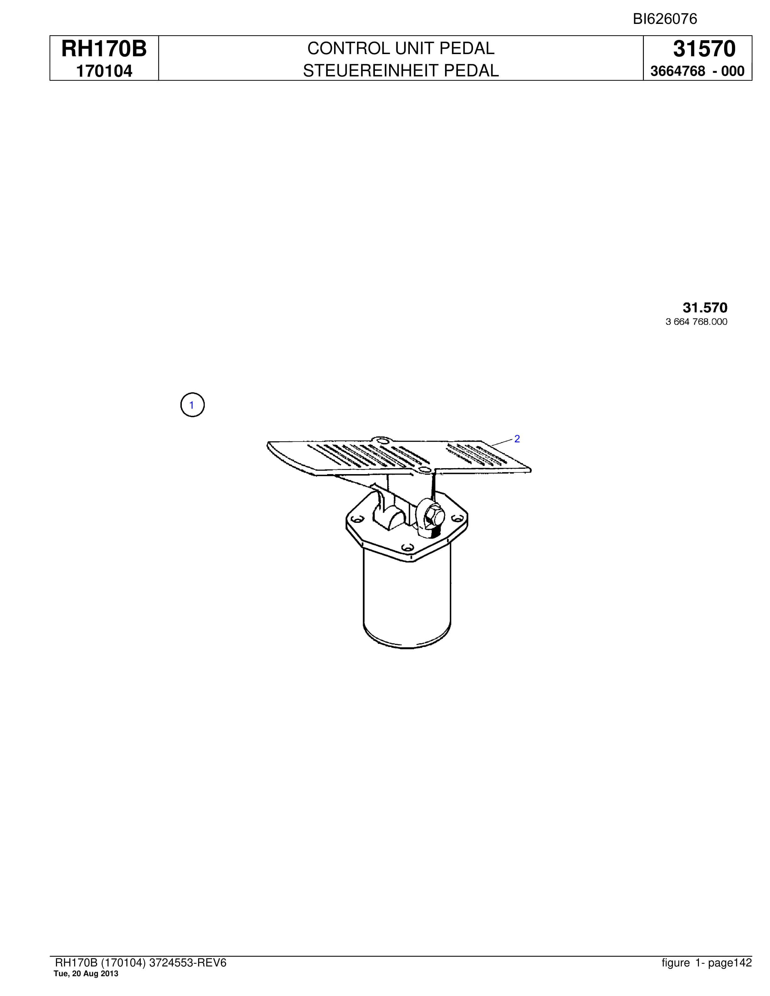 Bucyrus RH170B Hydraulic Excavator Parts Catalog BI626076-5