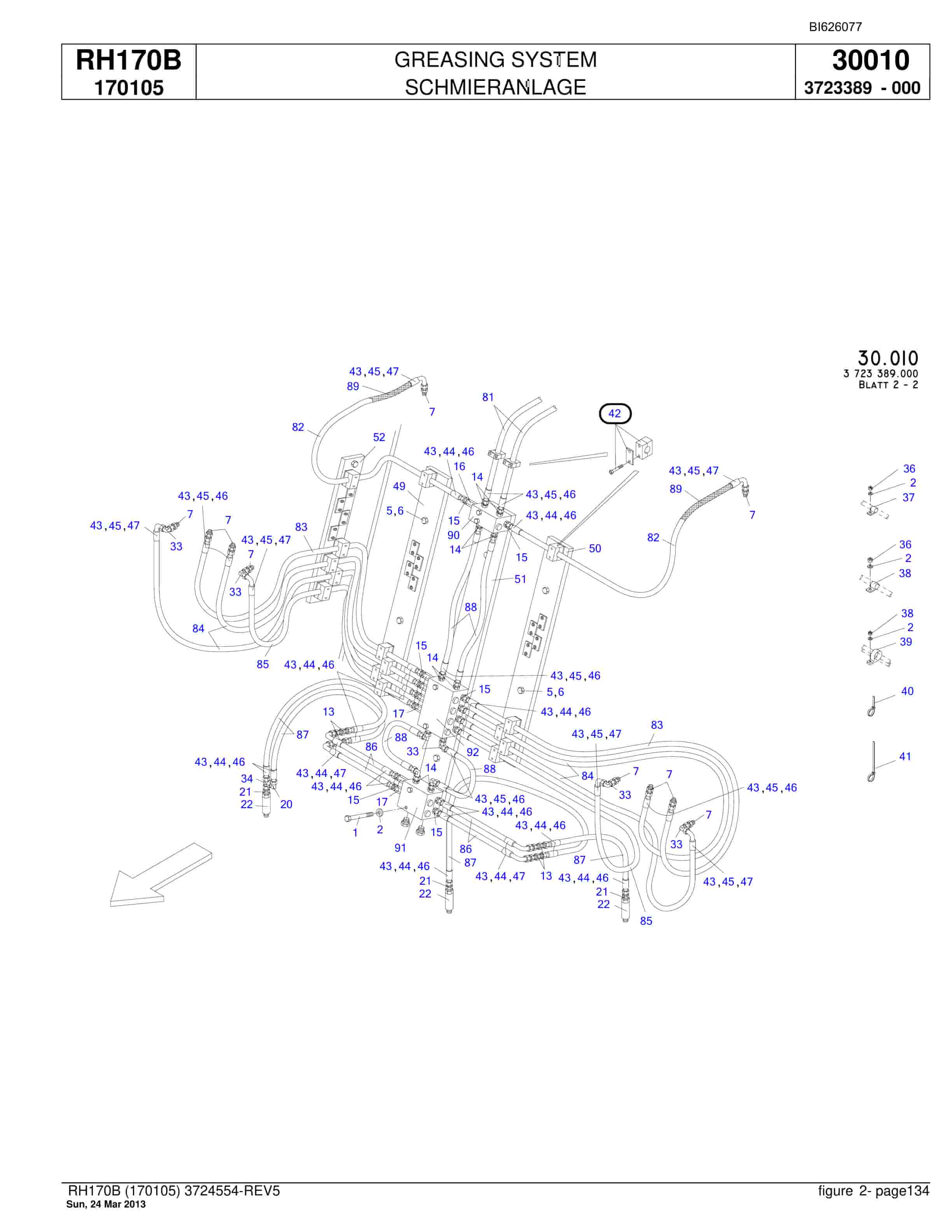 Bucyrus RH170B Hydraulic Excavator Parts Catalog BI626077-4